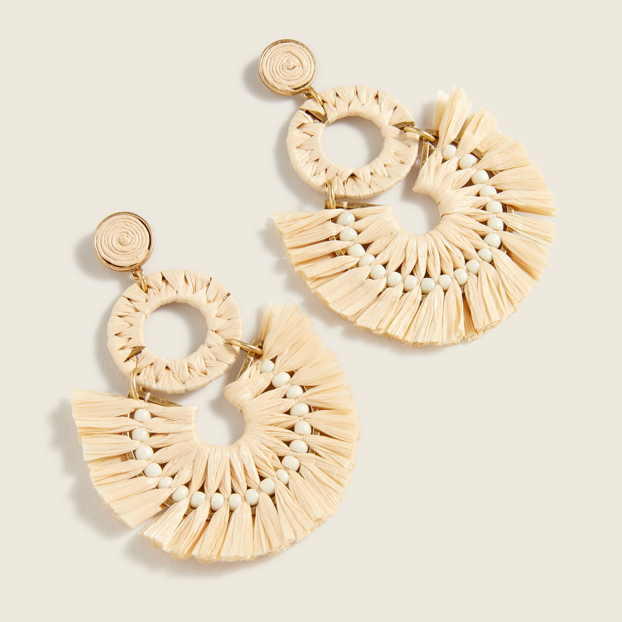 Raffia fan statement earrings