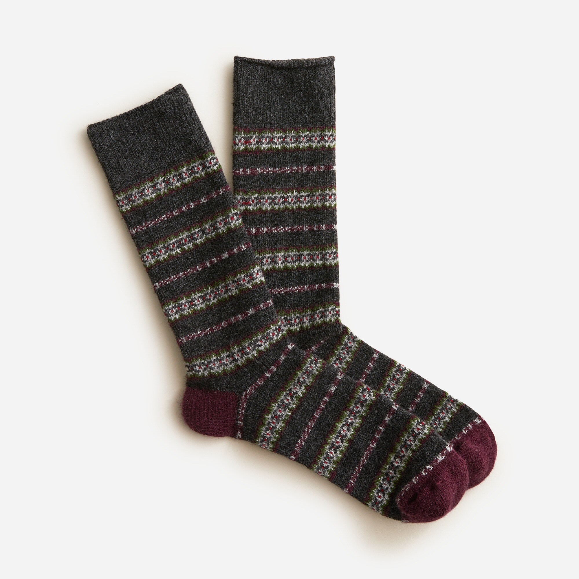 Lambswool-blend Fair Isle socks