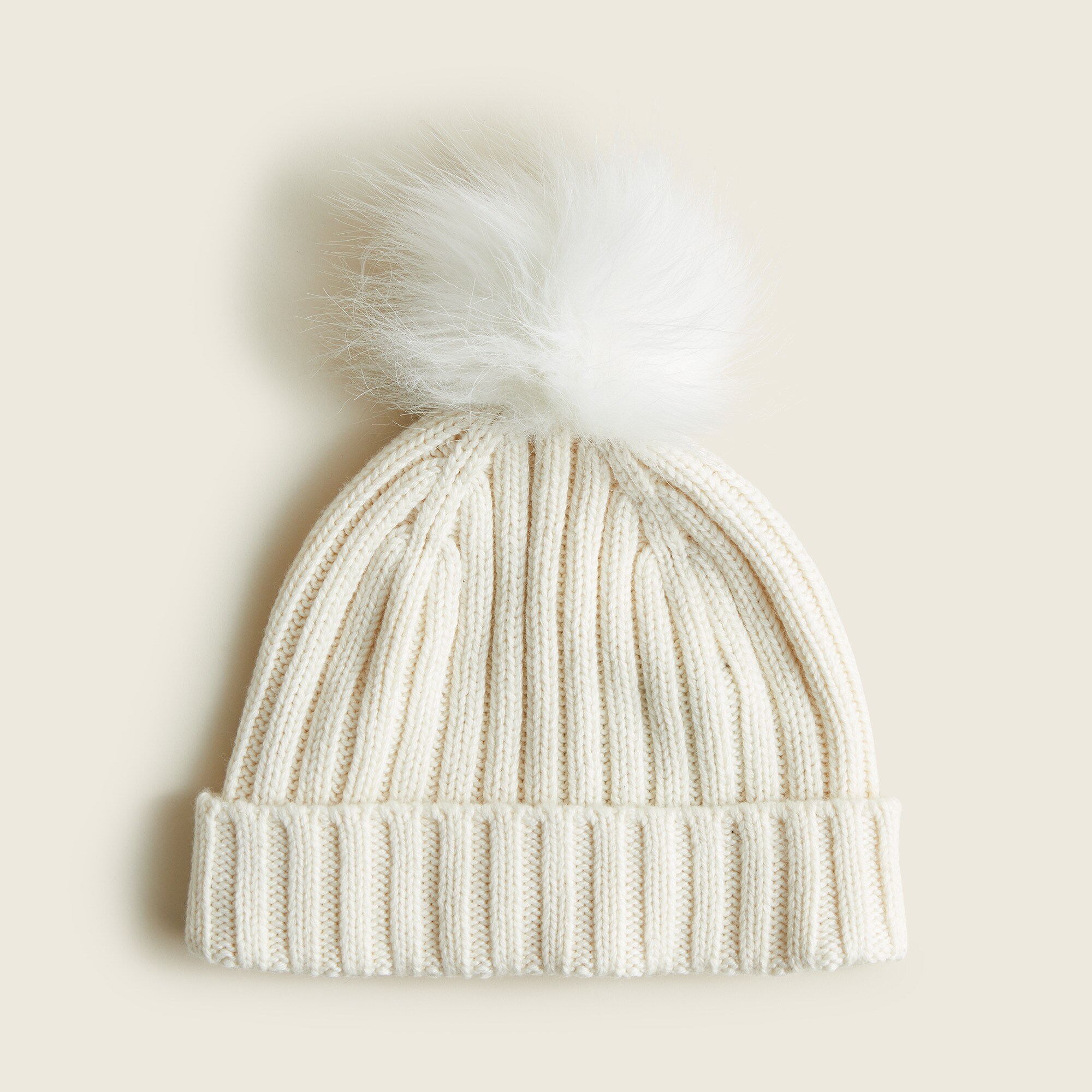 Ribbed pom-pom beanie