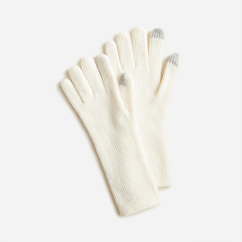 j.crew: ribbed touch-screen gloves in supersoft yarn for women, right side, view zoomed