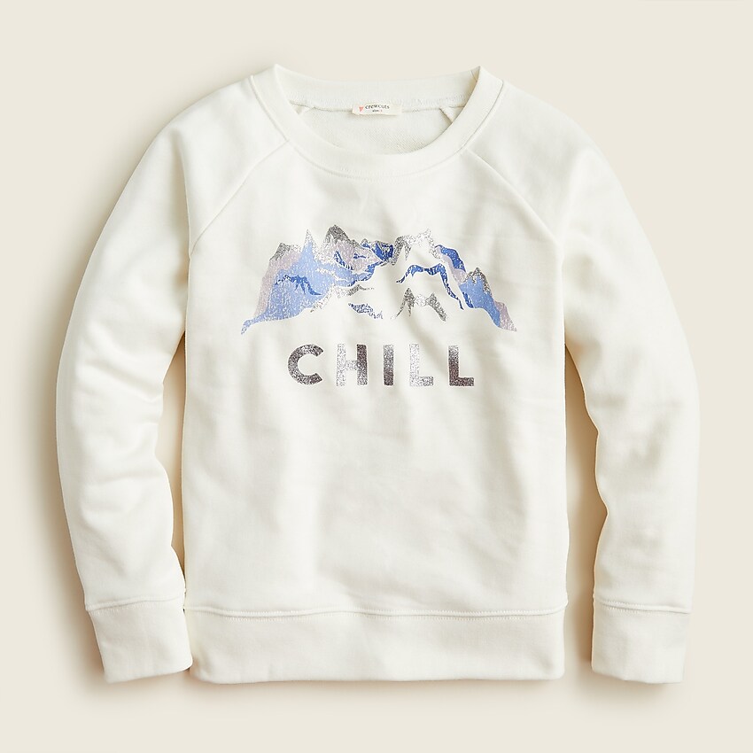 j.crew: girls' mountain graphic sweatshirt for girls, right side, view zoomed