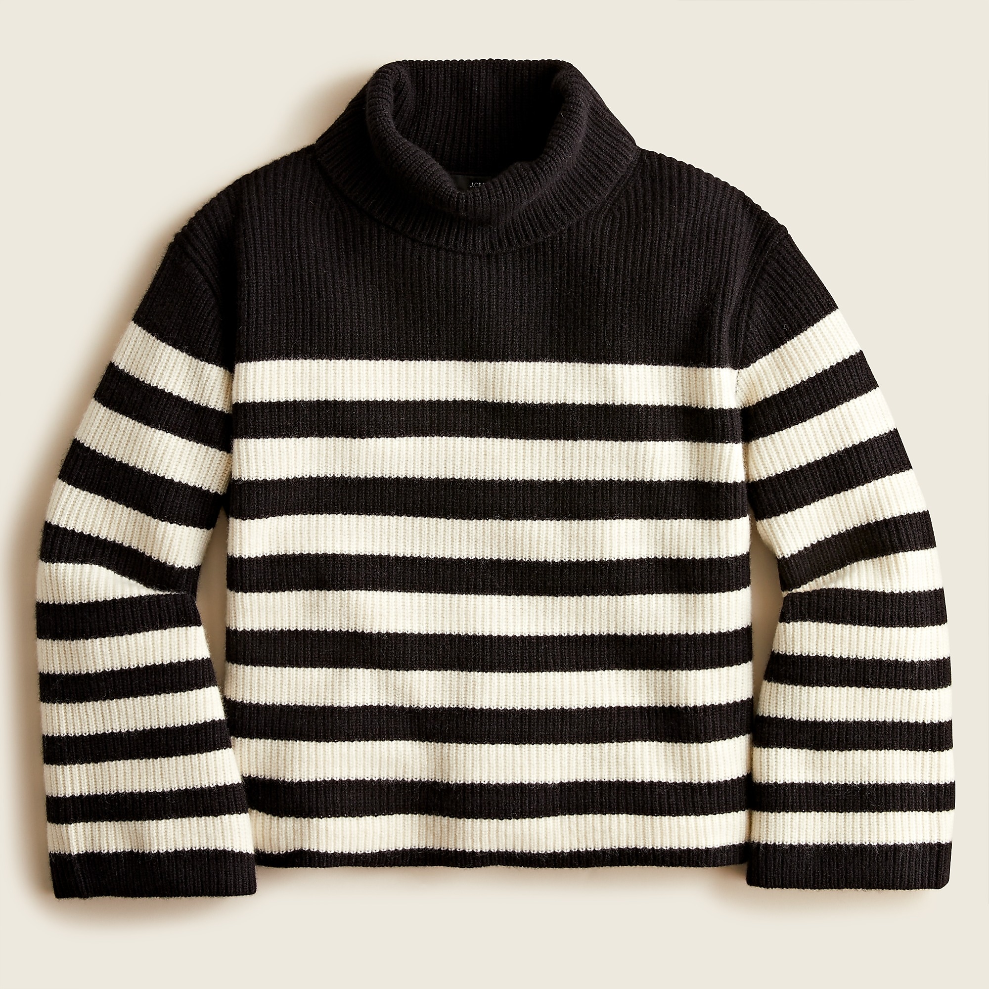 Wool and recycled cashmere relaxed turtleneck in stripe