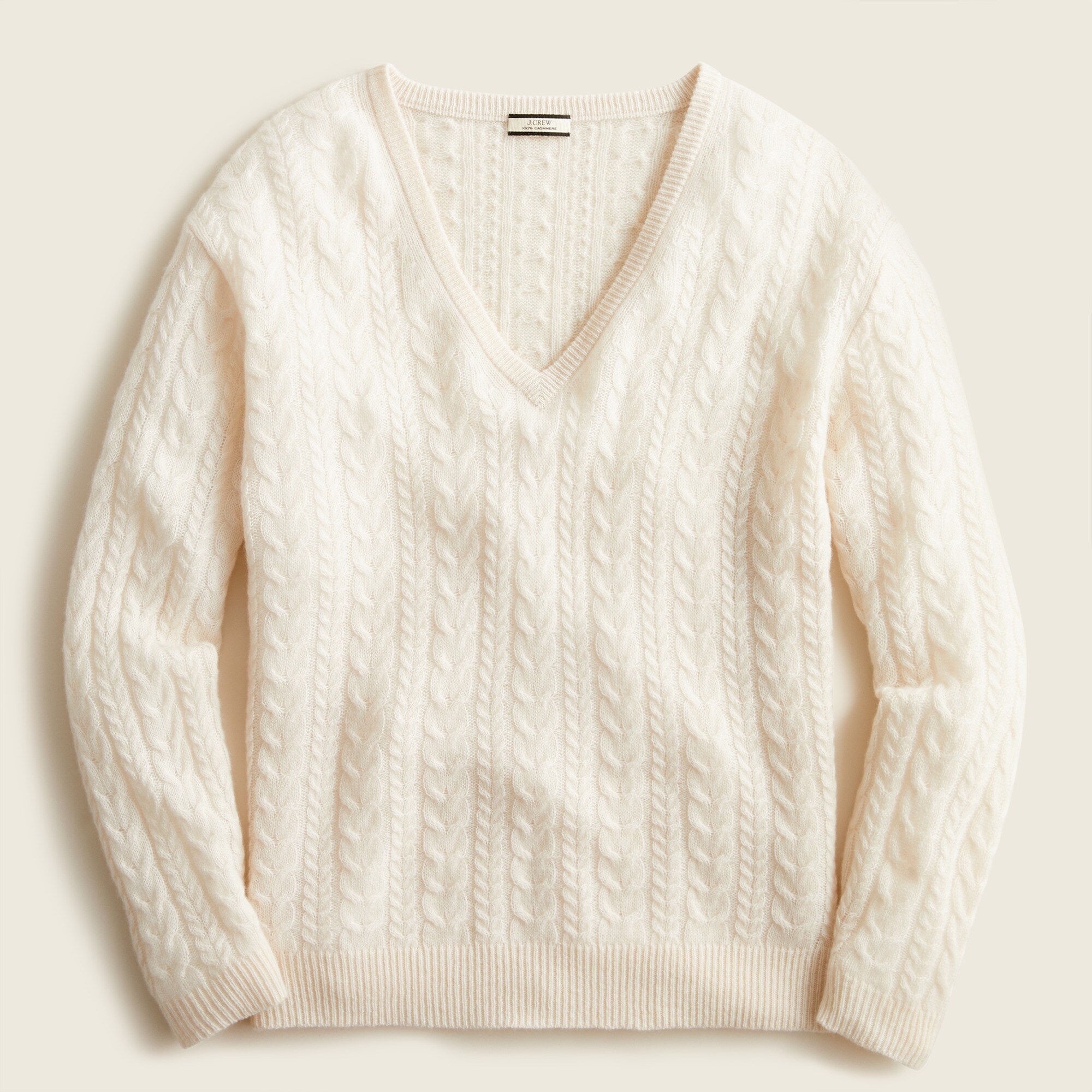Cashmere cable-knit relaxed  V-neck sweater