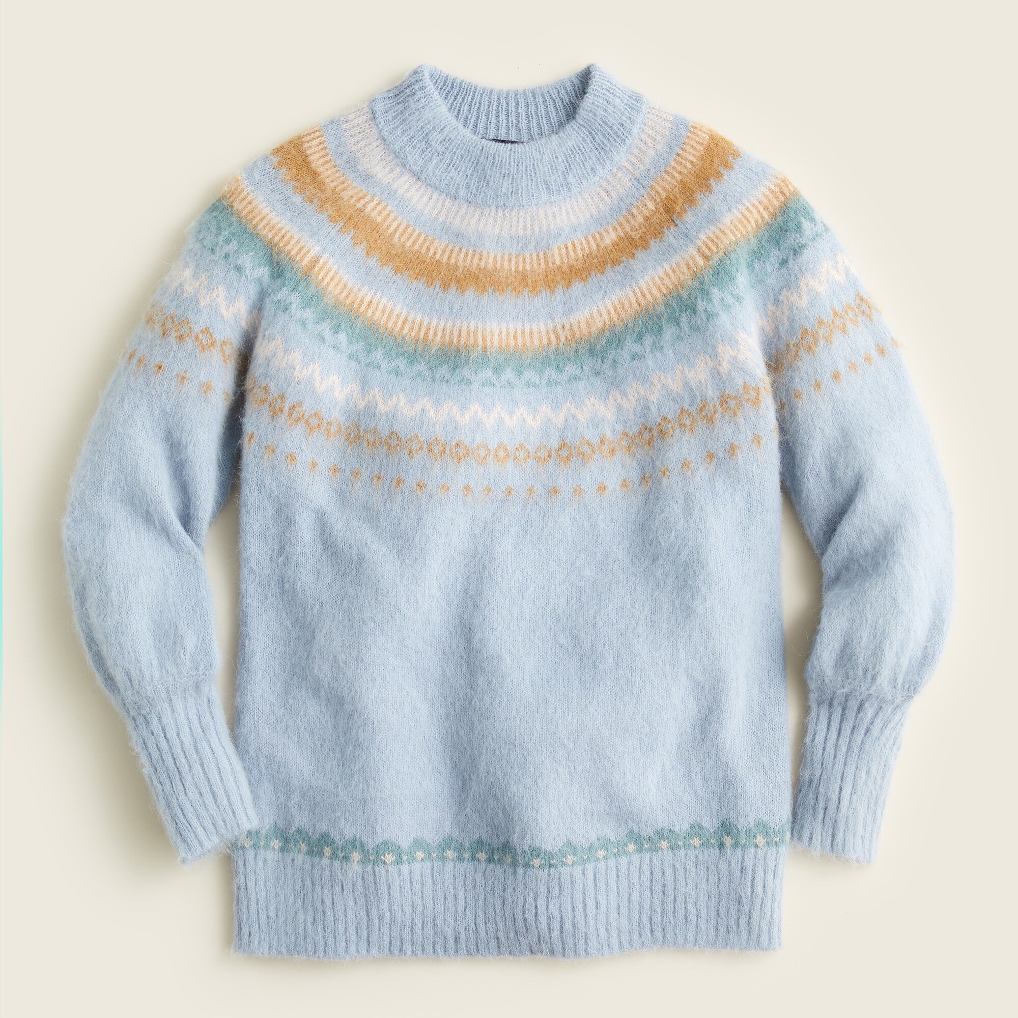 Fair Isle yoke puff-sleeve sweater