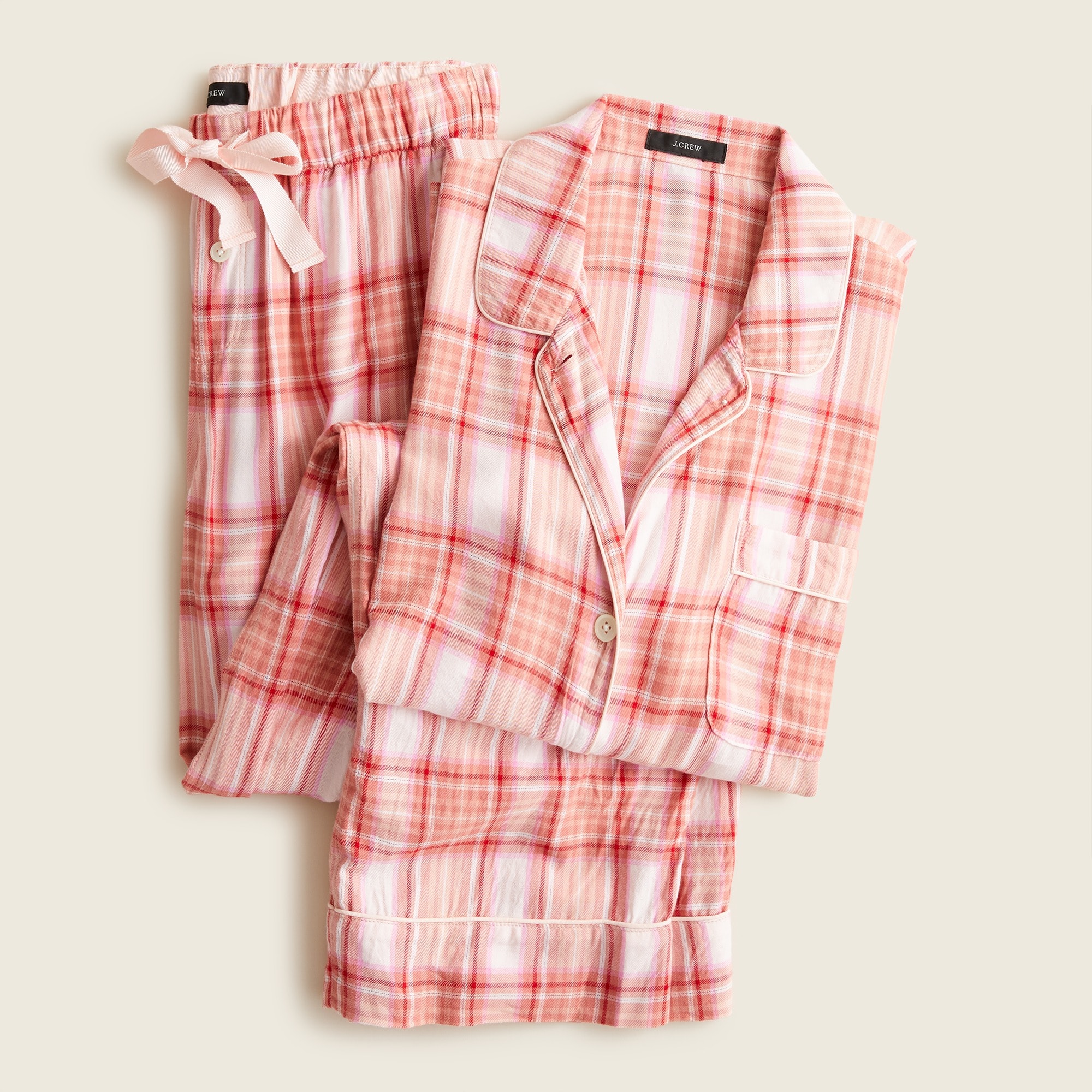 Women Tartan Pajama Blush Flannel In J.Crew: For Long-sleeve Set