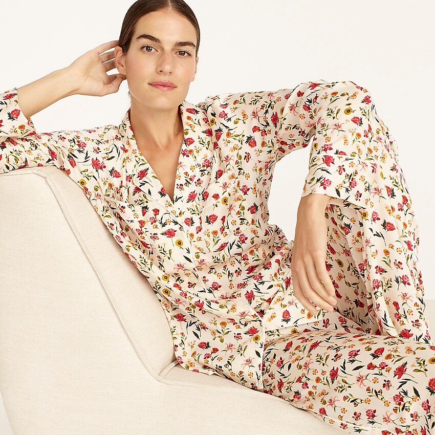 j.crew: easy-luxe eco long-sleeve pajama set in vintage floral for women