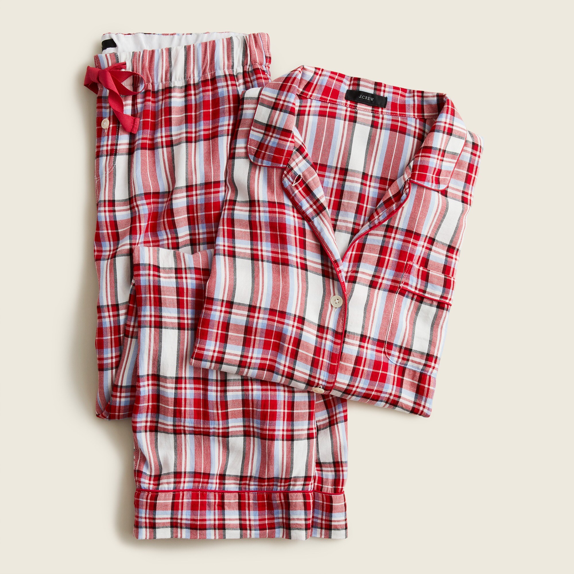 Flannel long-sleeve pajama set in vintage plaid