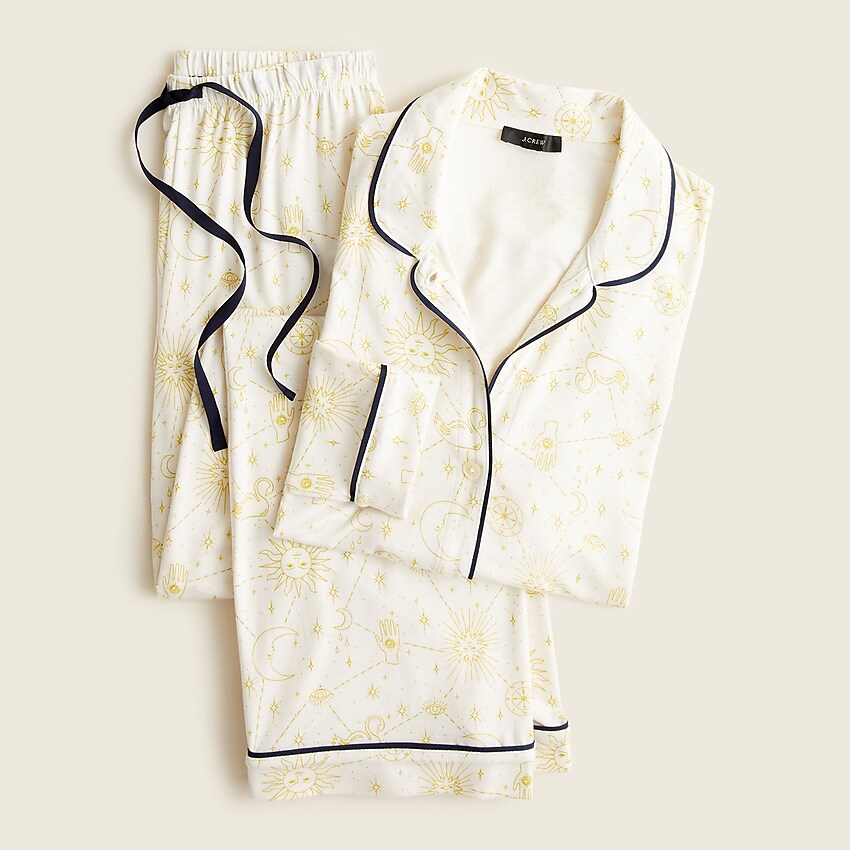 j.crew: eco dreamiest long-sleeve pajama set in constellation print for women, right side, view zoomed