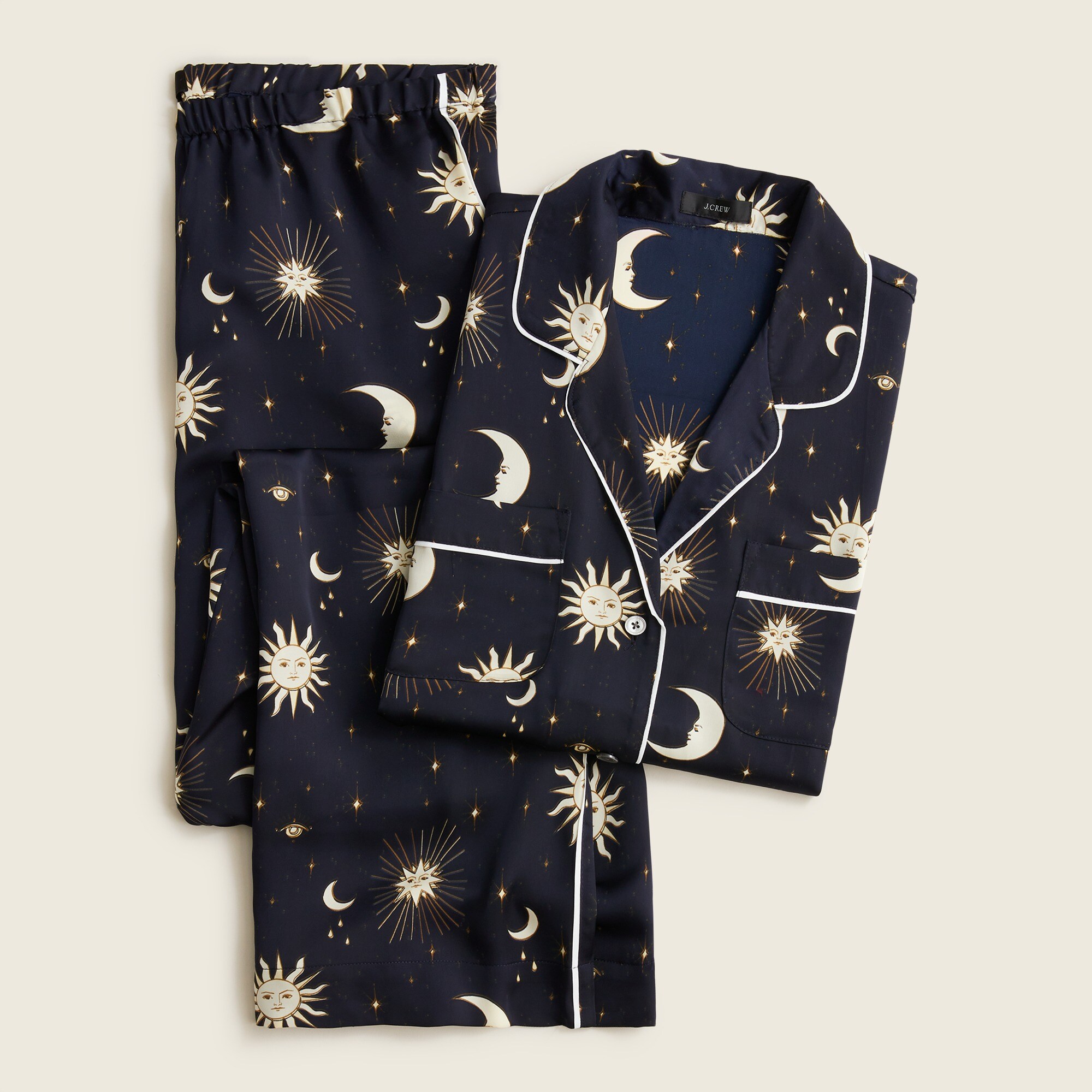 Easy-luxe eco long-sleeve pajama set in twinkling sky print