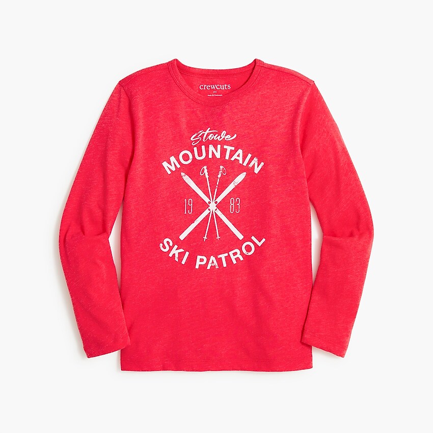 factory: boys' long-sleeve "ski patrol" graphic tee for boys, right side, view zoomed