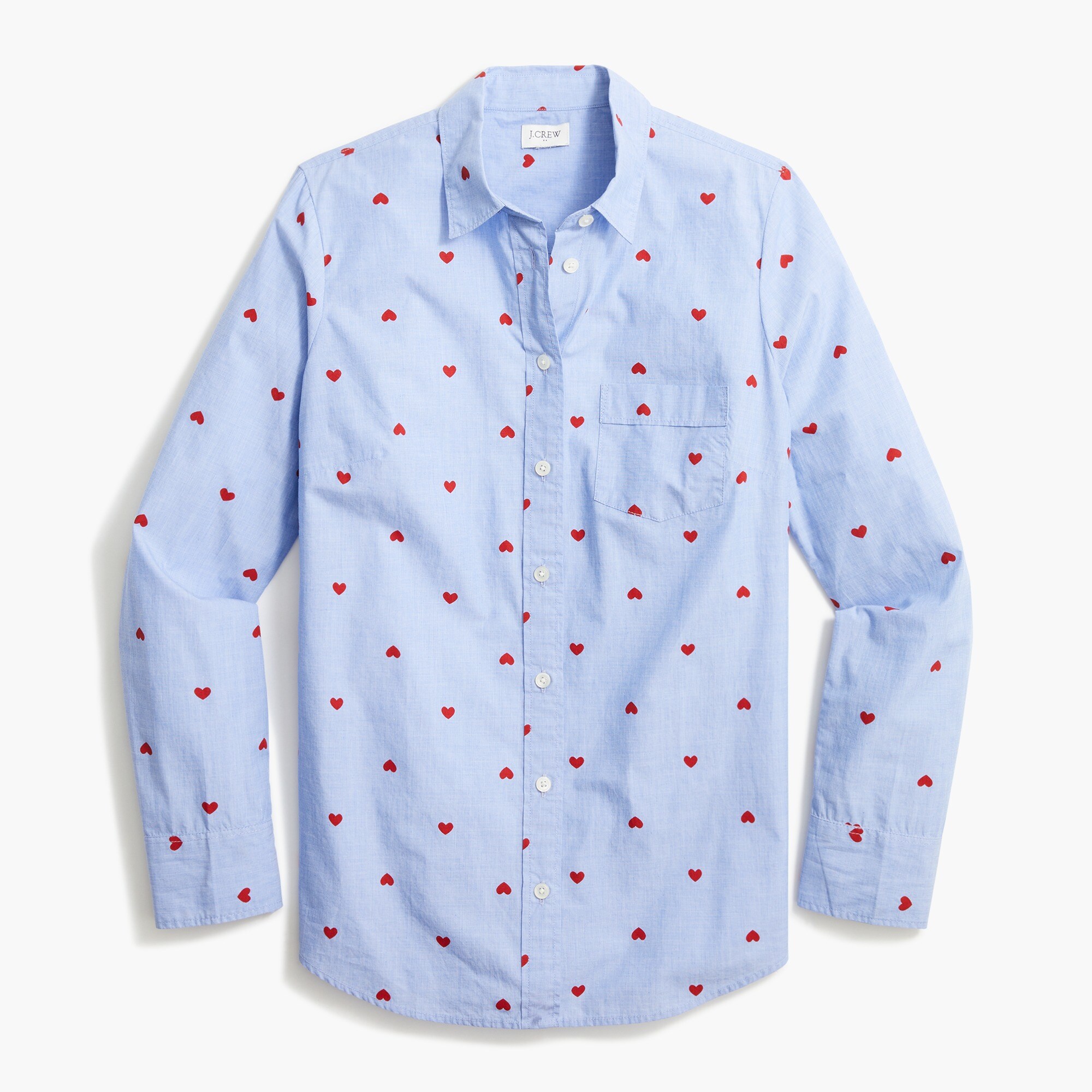 printed button-up shirt in end-on-end cotton for women