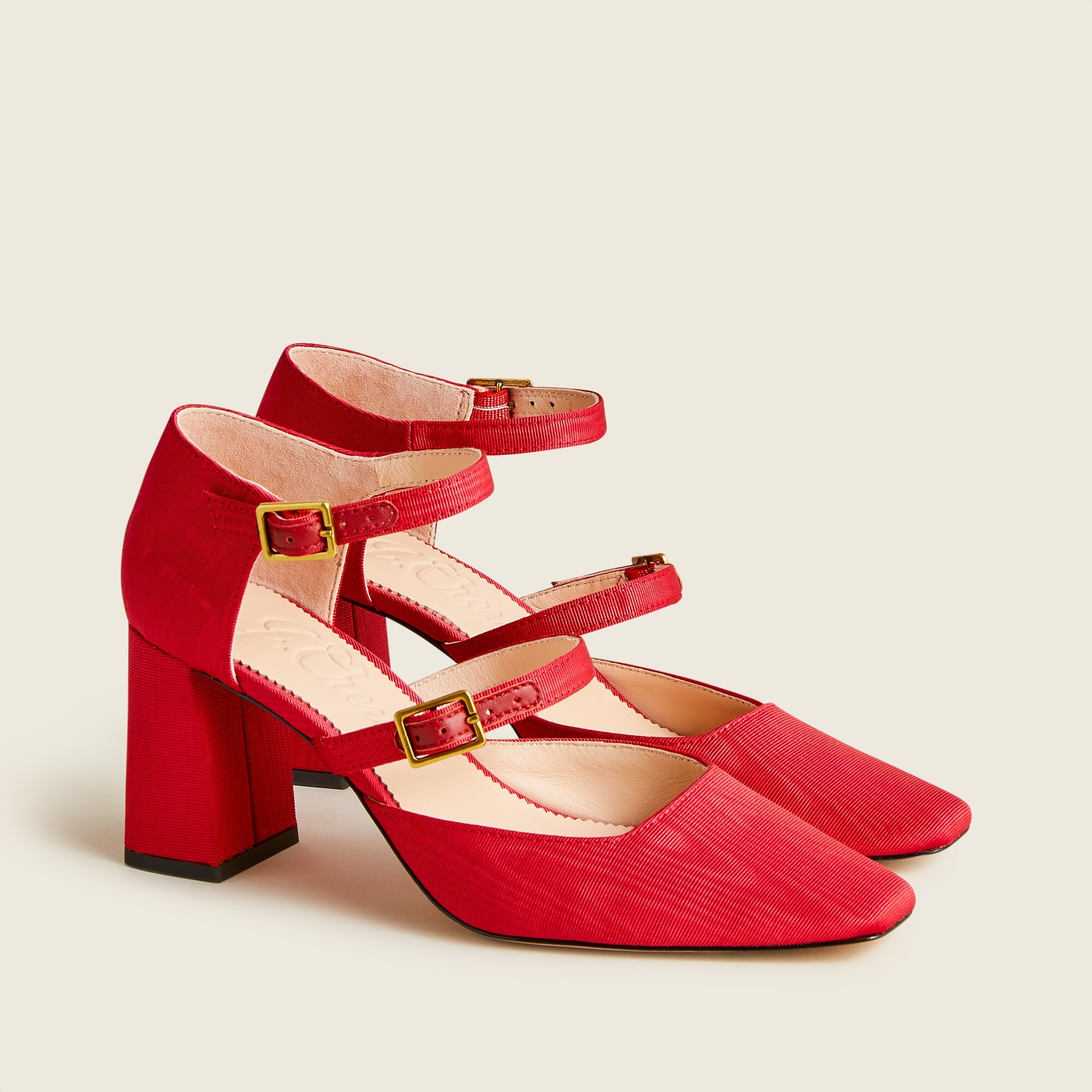 Marta double-strap pumps in moire silk