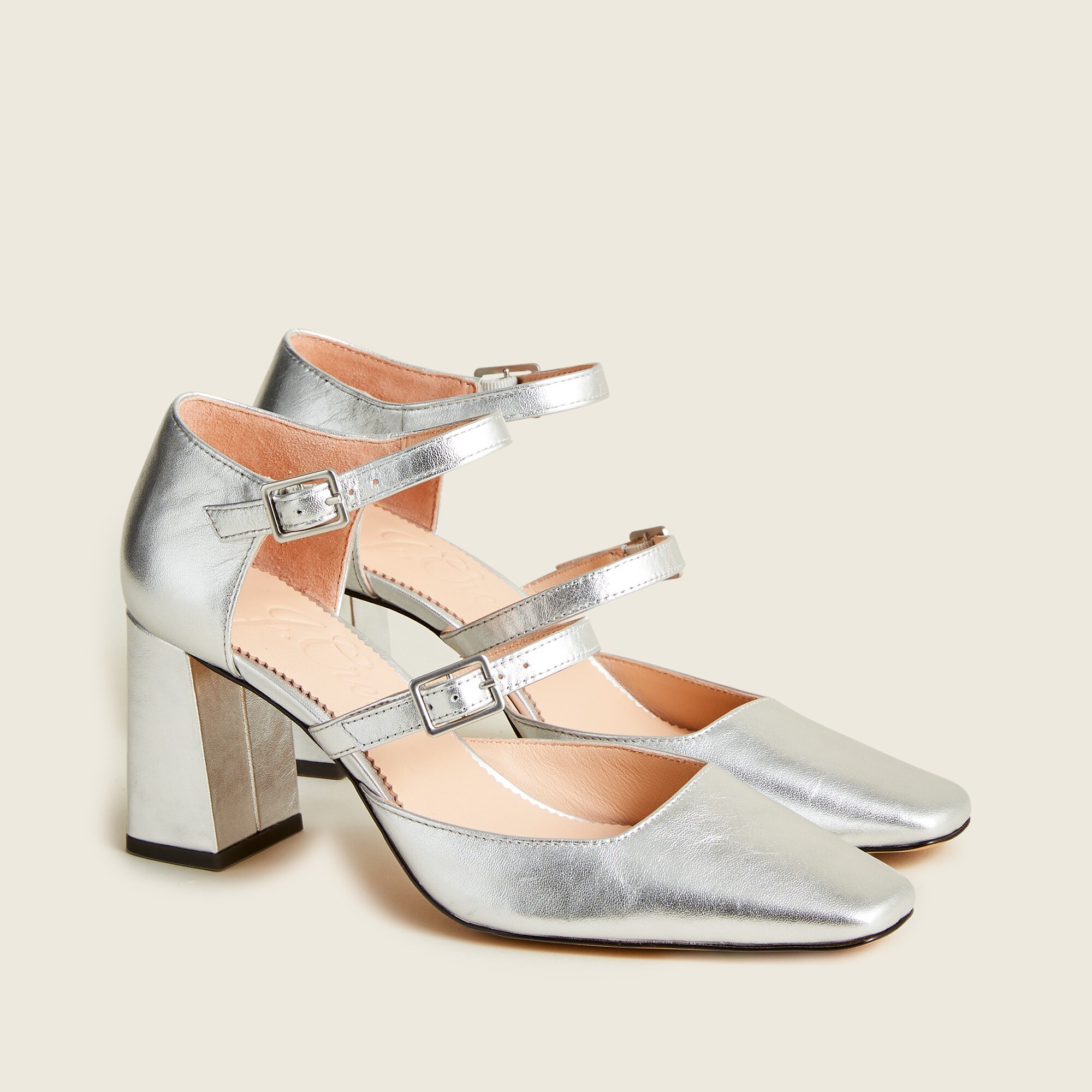 Marta Double-strap Pumps In Metalilc For Women | J.Crew