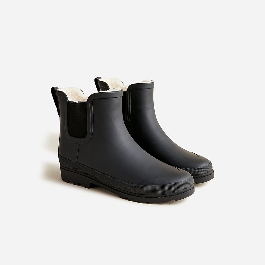 j.crew: sherpa-lined chelsea rain boots for women, right side, view zoomed