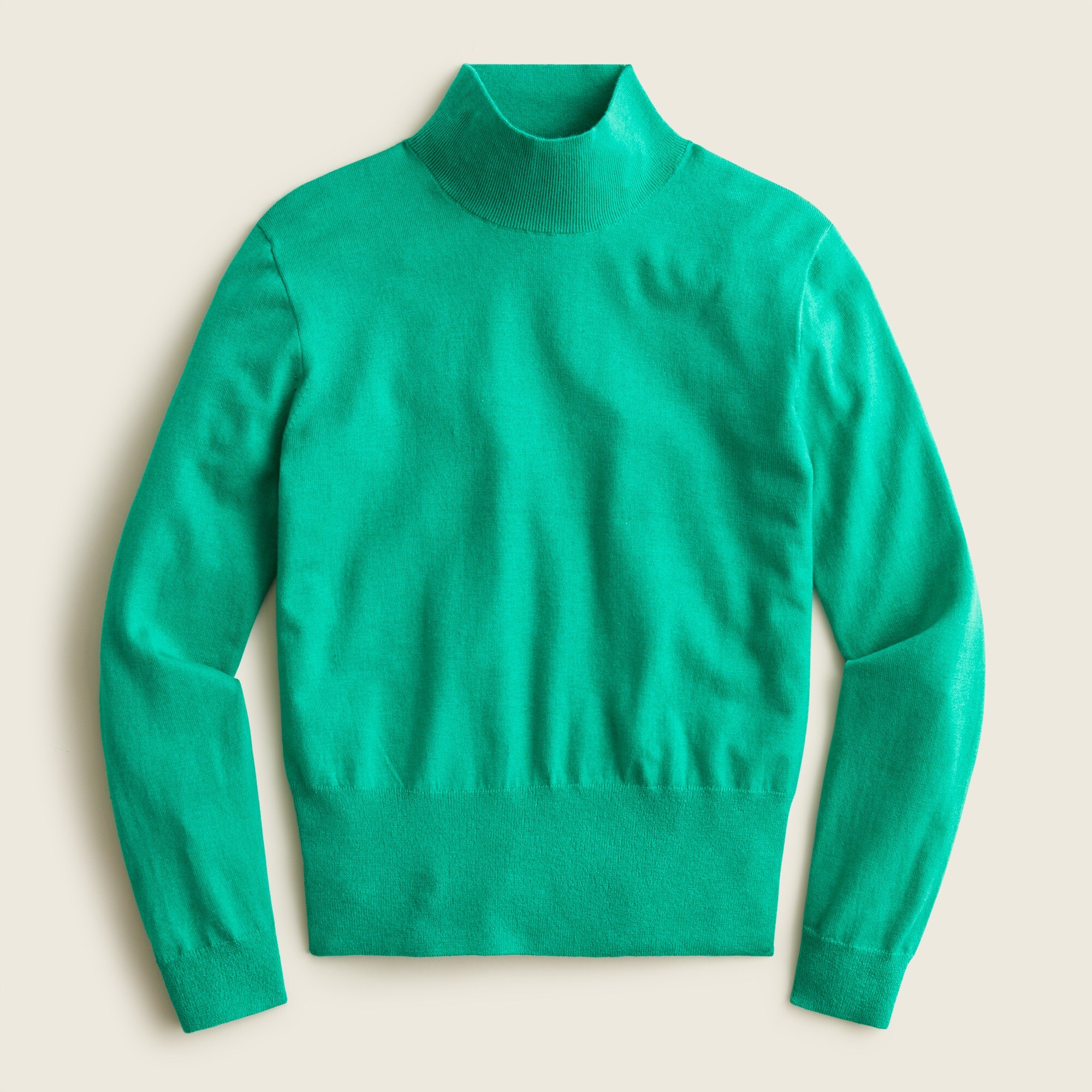 Mockneck silk-blend sweater with ribbed trim