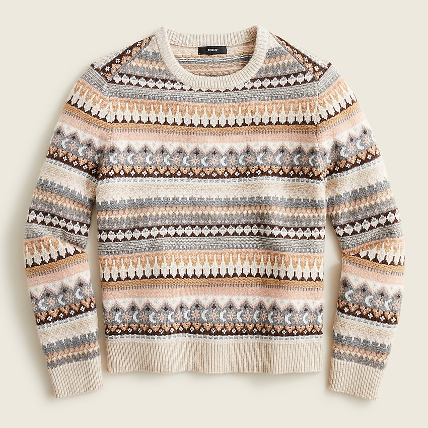j.crew: fair isle cropped crewneck sweater for women, right side, view zoomed