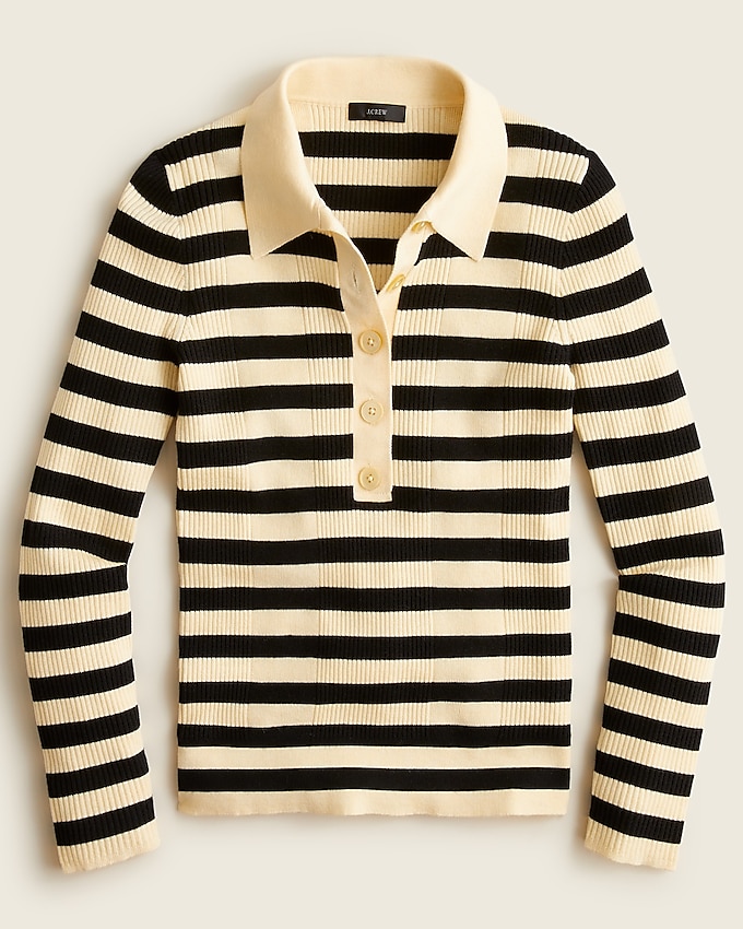 j.crew: collared silk-blend sweater in stripe for women, right side, view zoomed