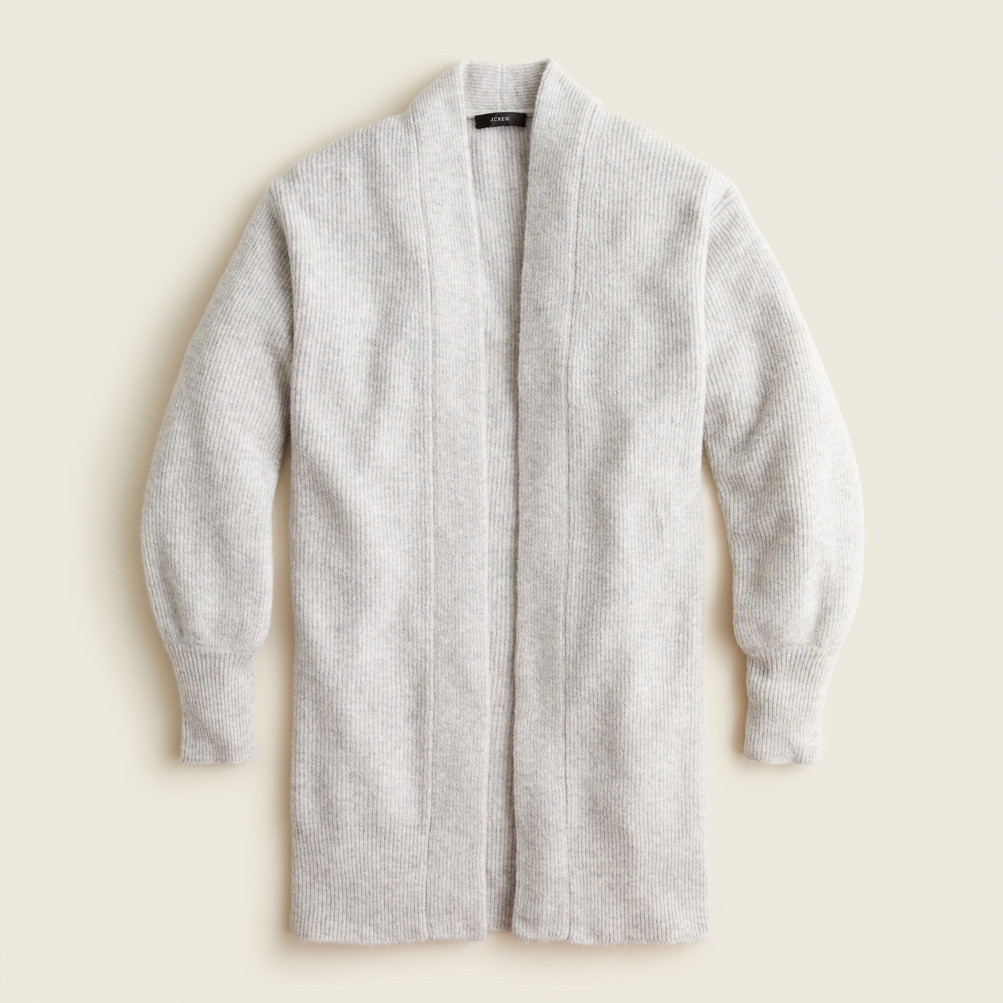 Long ribbed cardigan sweater in Supersoft yarn
