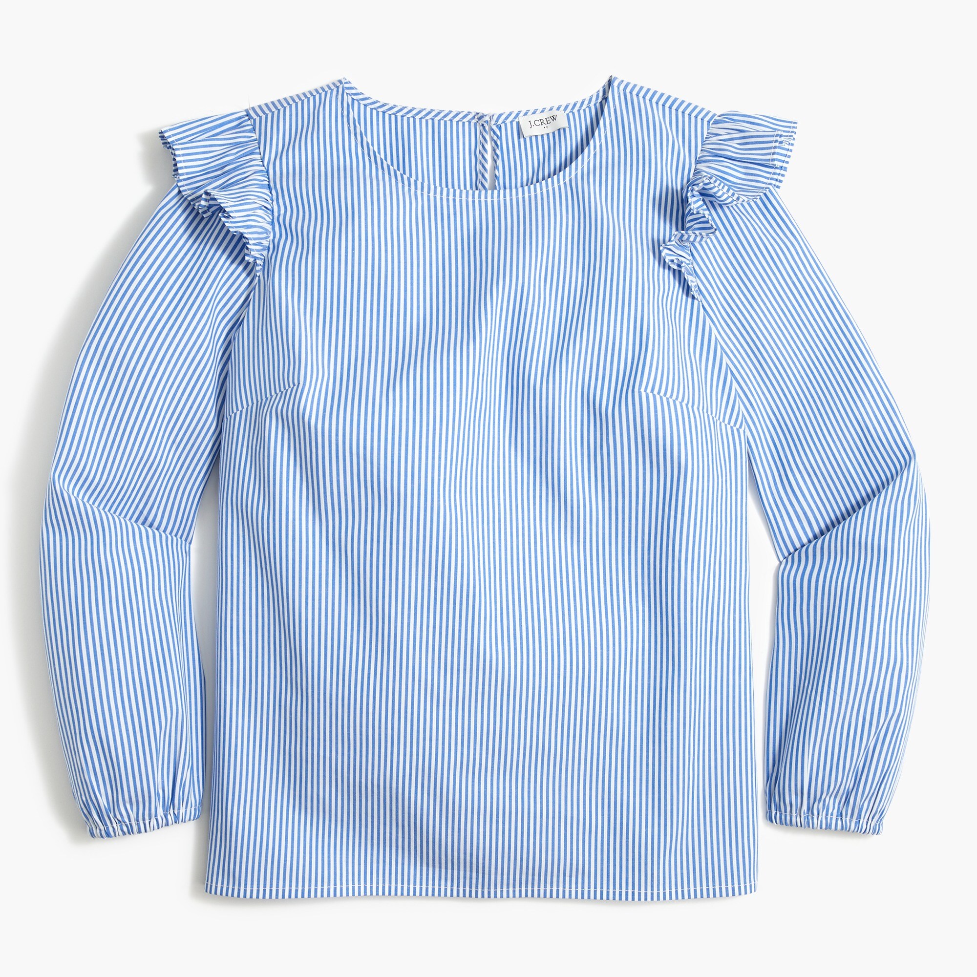 cotton poplin top with ruffles for women
