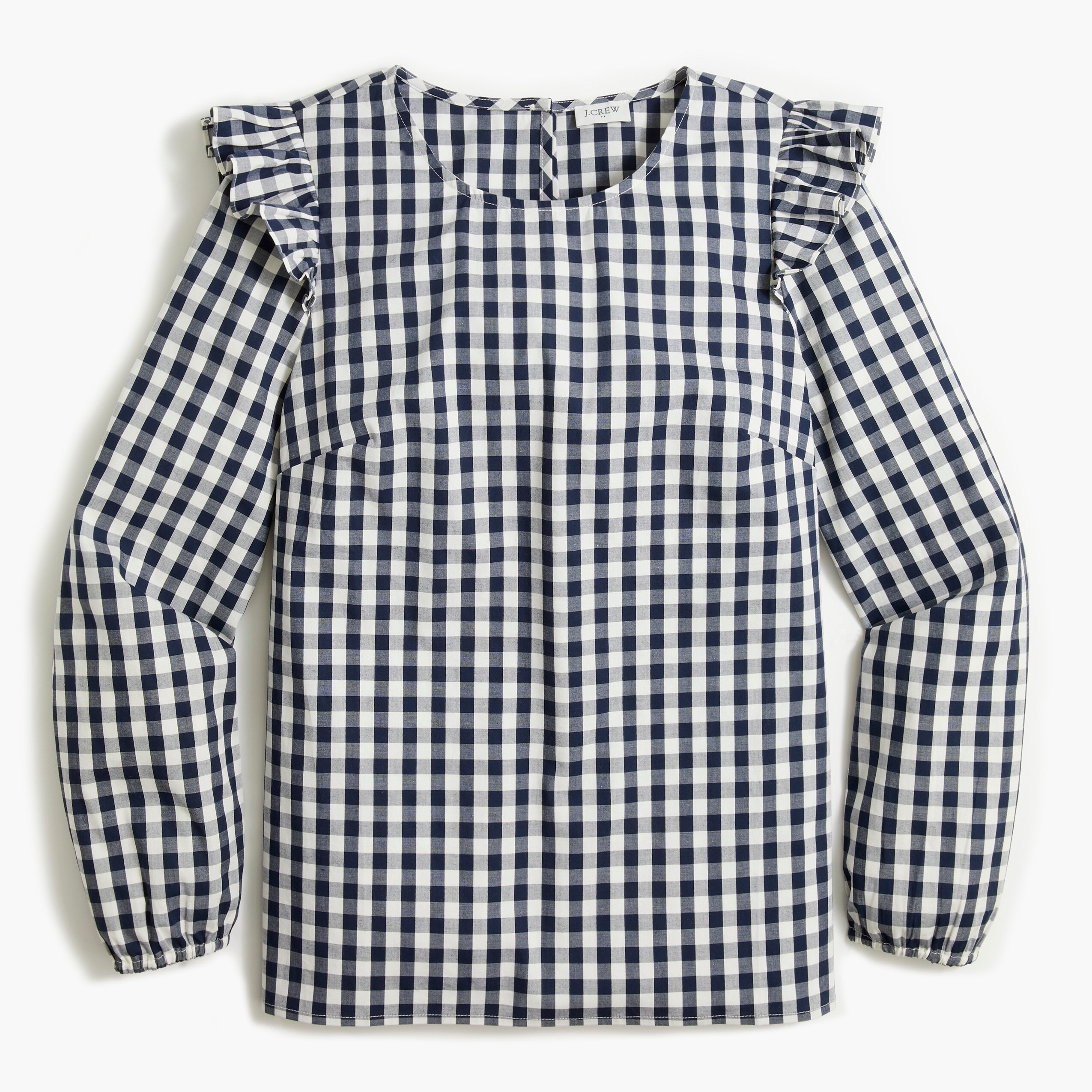 Cotton poplin top with ruffles