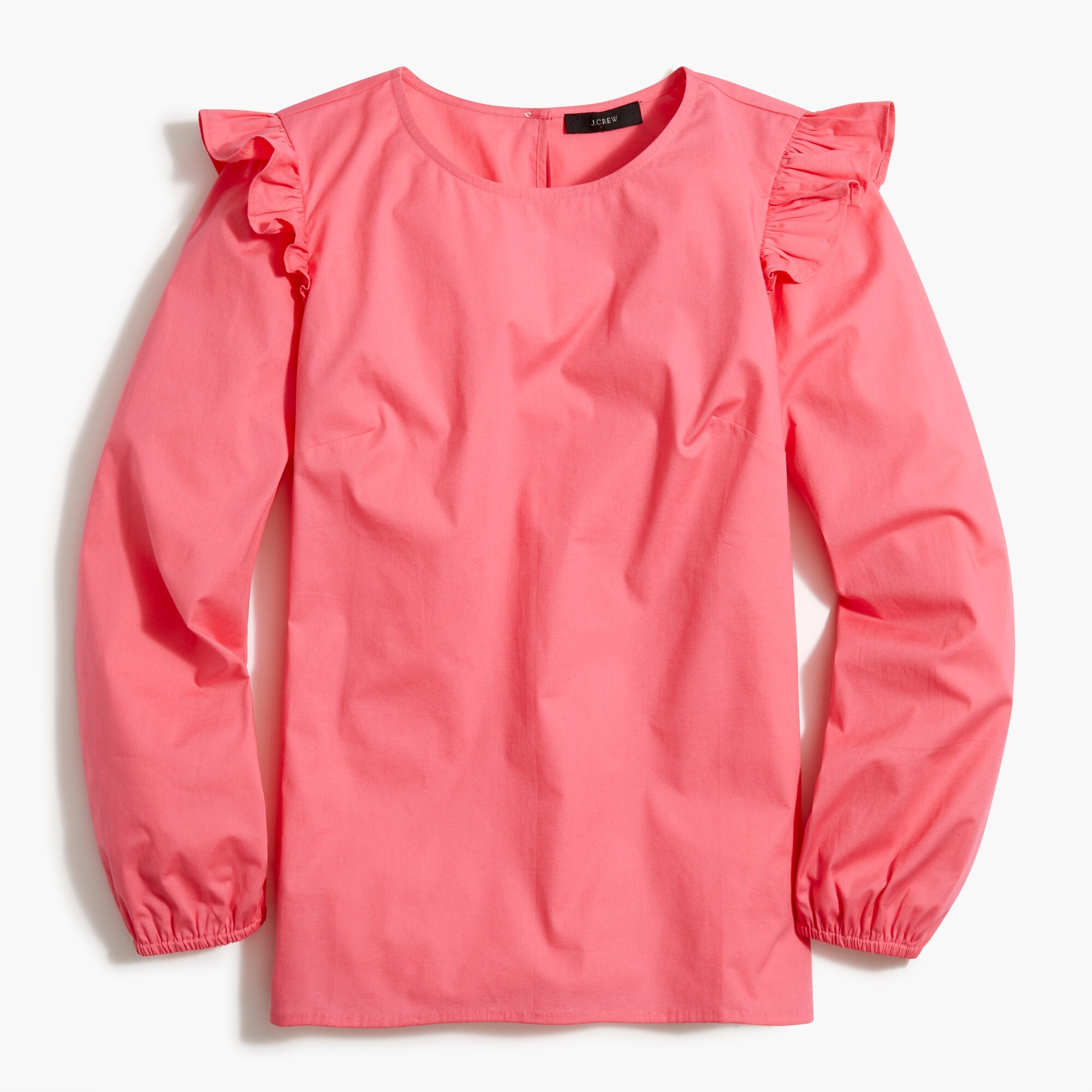 cotton poplin top with ruffles for women