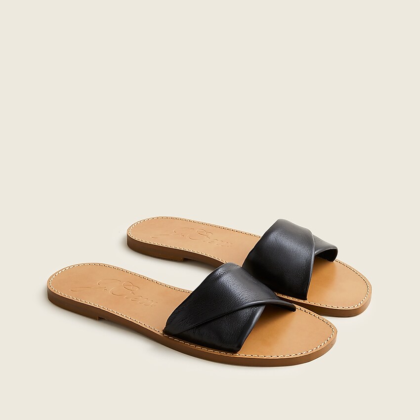 j.crew: twisted-leather flat sandals for women, right side, view zoomed
