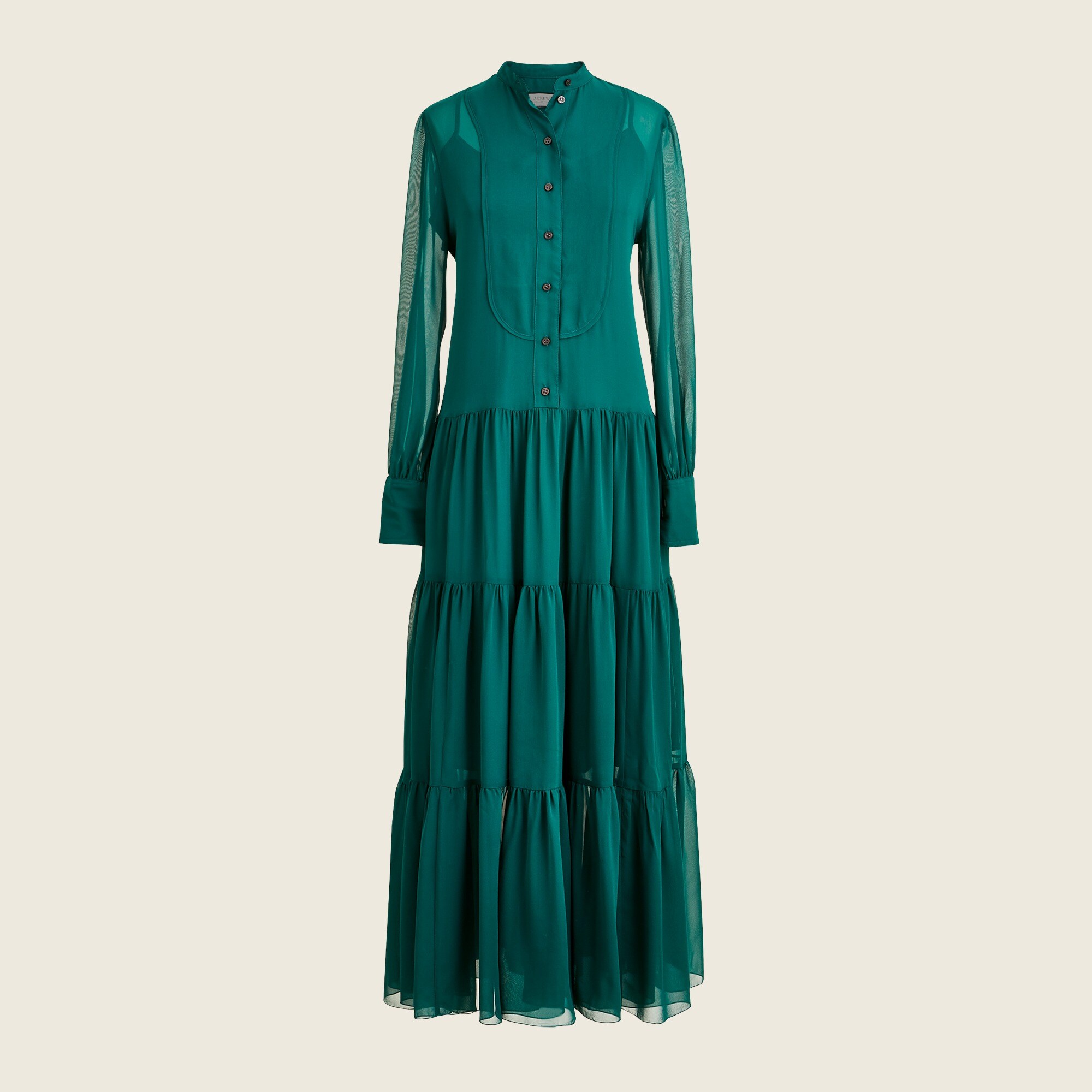 Collection tiered silk-chiffon tuxedo dress