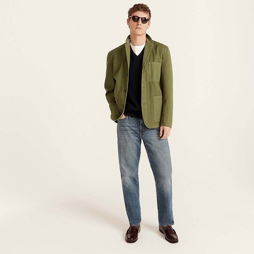 j.crew: wallace &amp; barnes chore blazer in cotton herringbone and ripstop for men, right side, view zoomed
