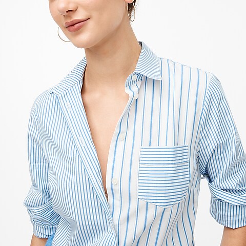 womens Striped cotton poplin shirt in signature fit
