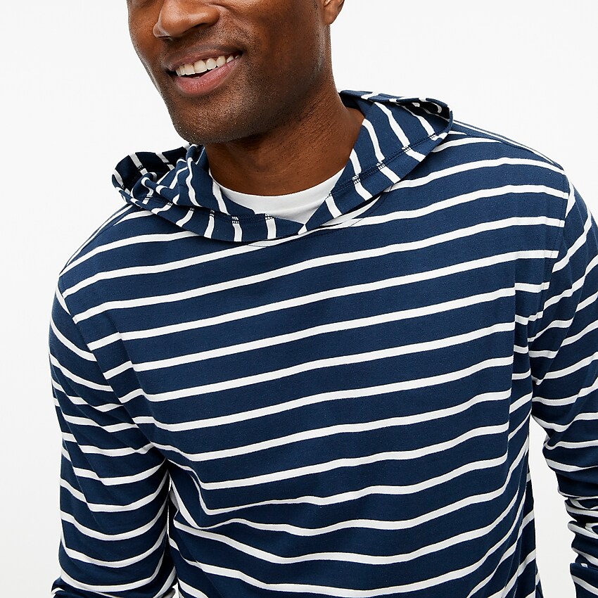 factory: striped long-sleeve cotton jersey hoodie for men, right side, view zoomed