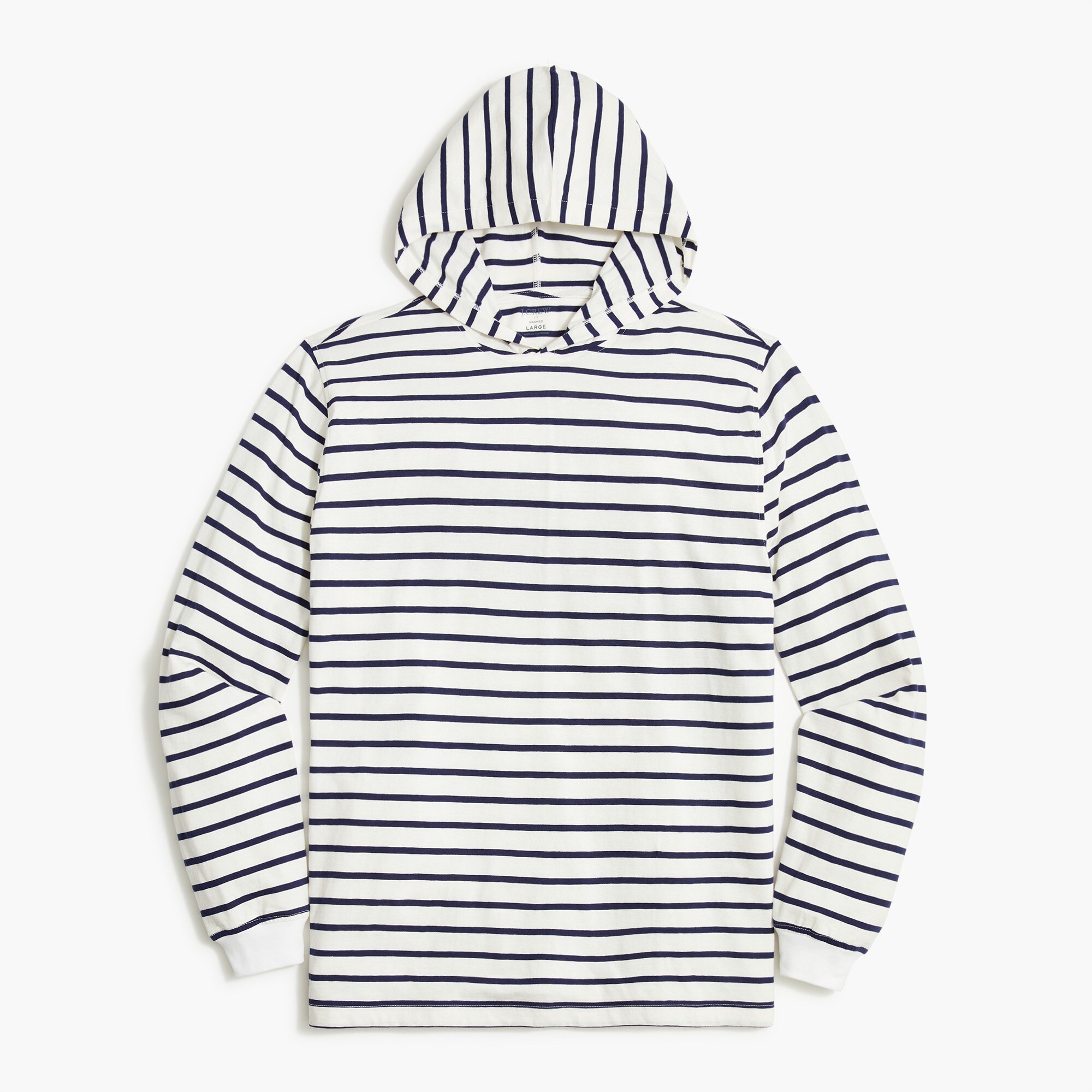 Striped long-sleeve cotton jersey hoodie