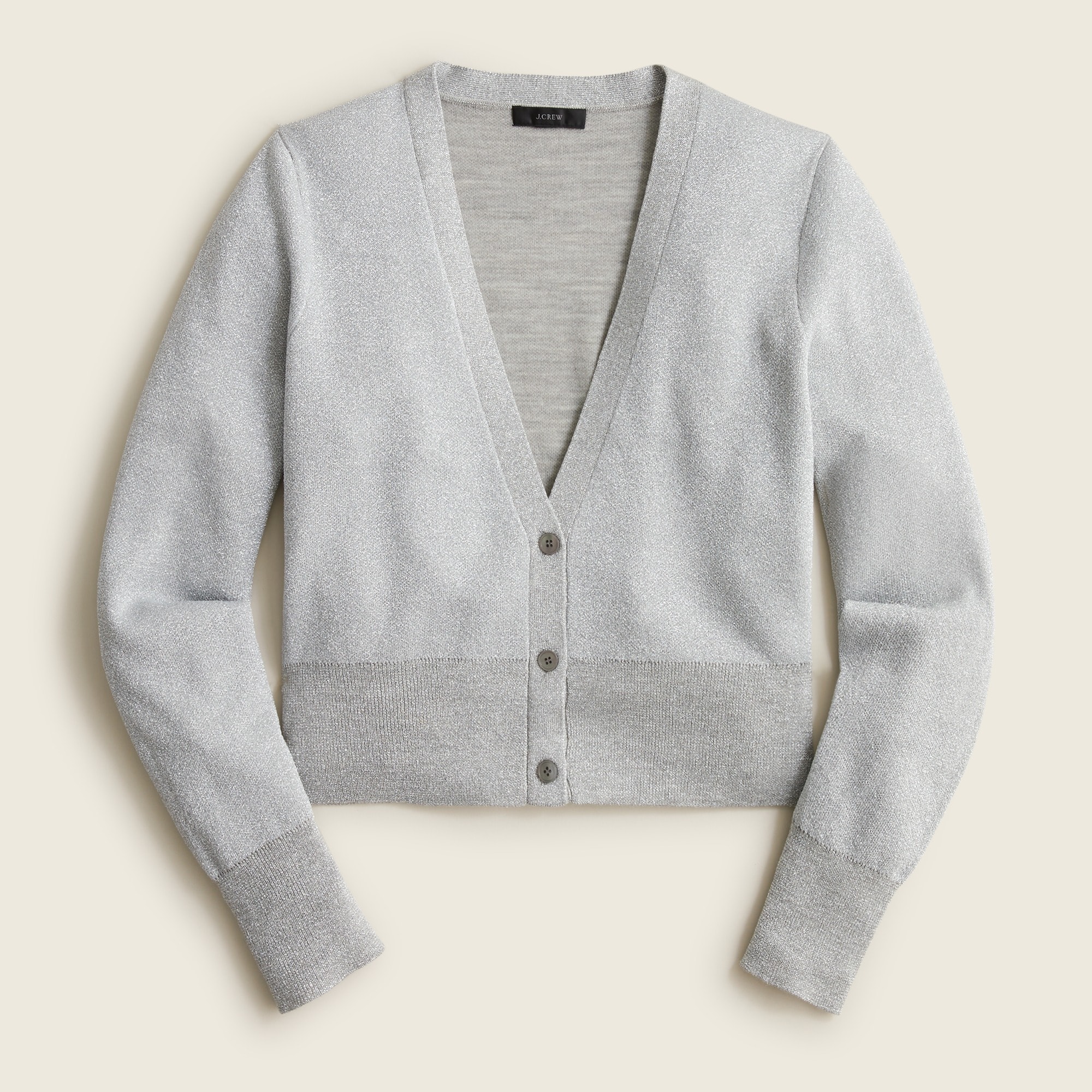 Merino wool metallic cropped cardigan sweater
