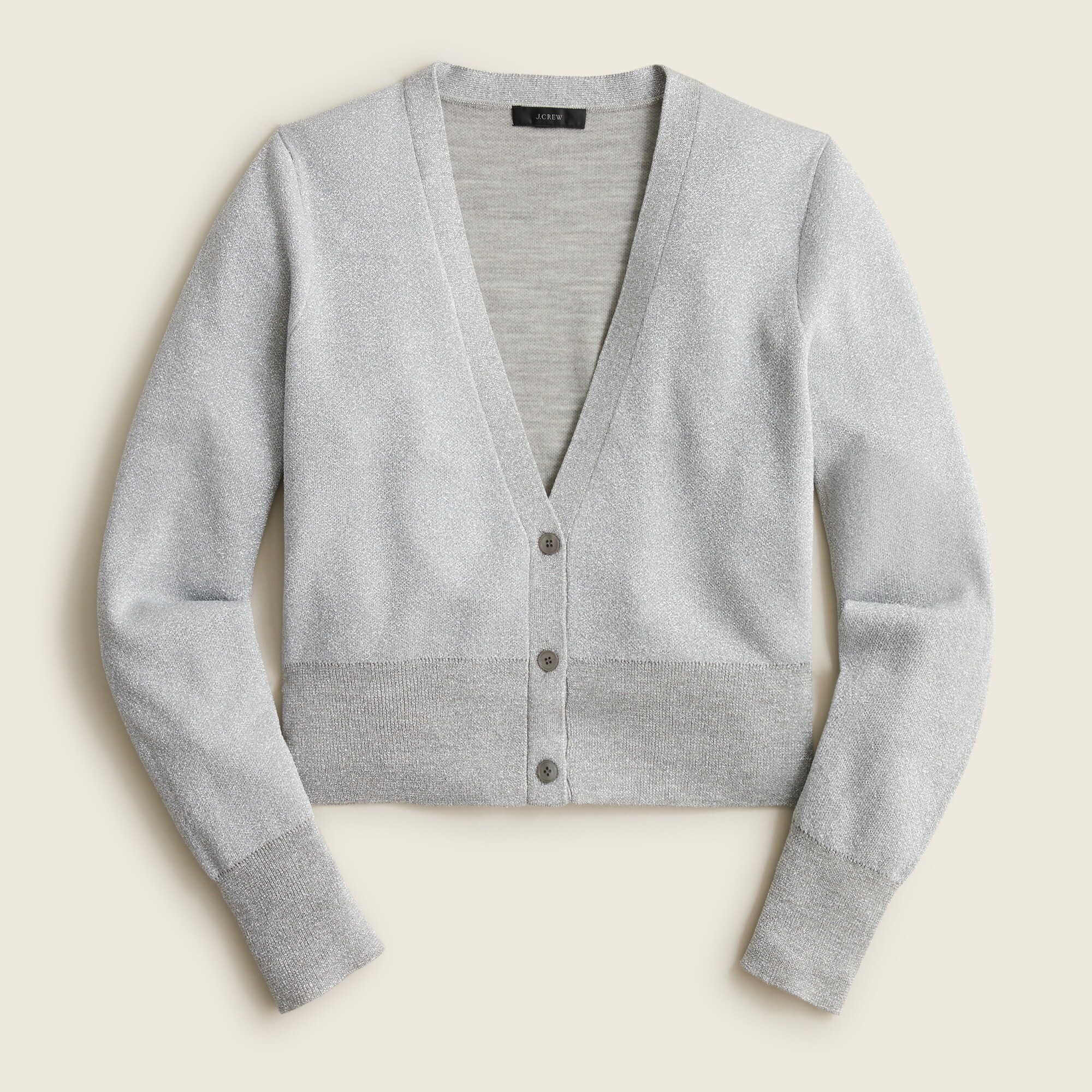 J.Crew Merino Wool Metallic Cropped Cardigan Sweater For Women