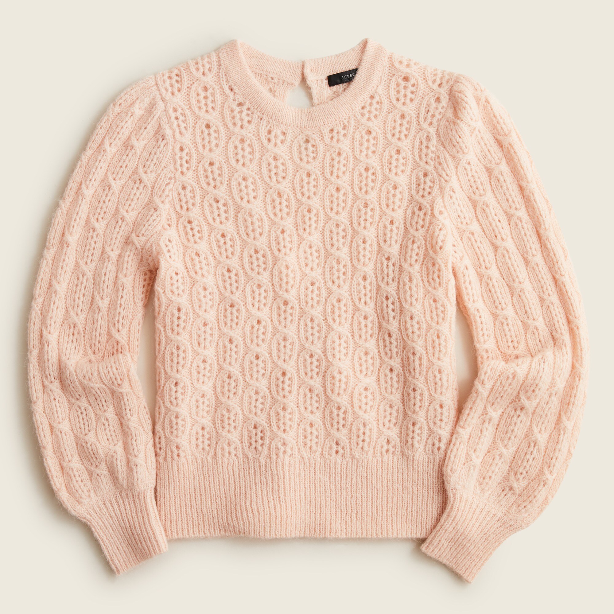 Balloon-sleeve cable-knit sweater