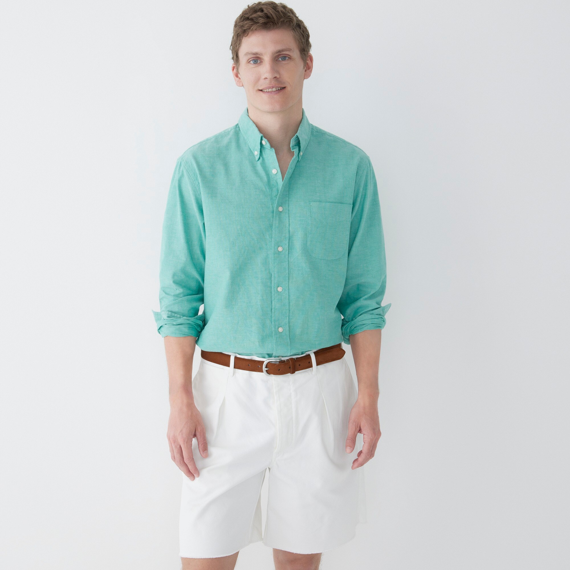 j.crew: relaxed broken-in organic cotton oxford shirt for men, right side, view zoomed