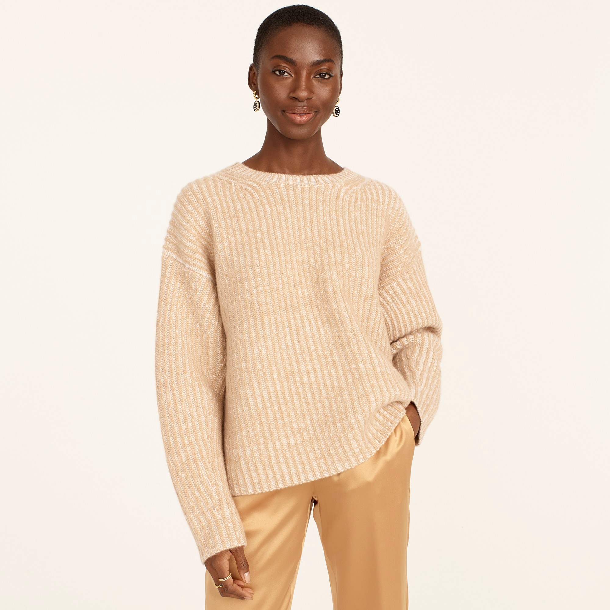 Cashmere plaited relaxed-crewneck sweater