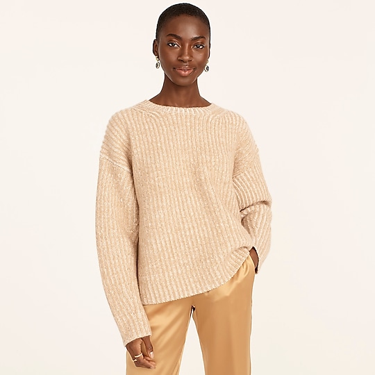 Cashmere plaited relaxed-crewneck sweater