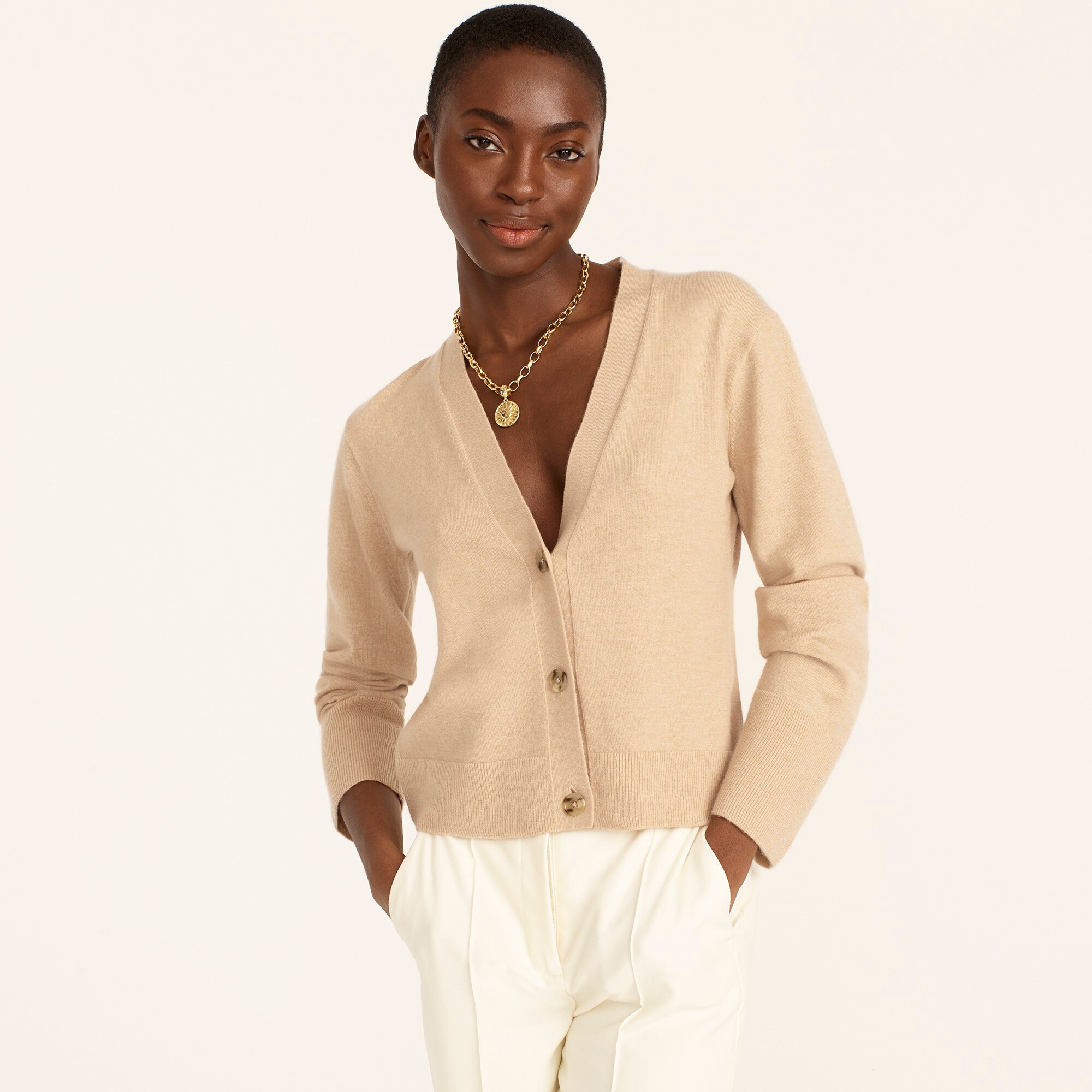 Featherweight cashmere cinched-waist cardigan