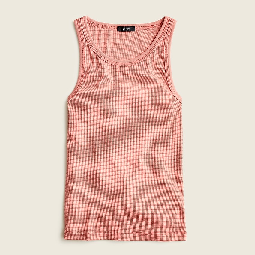 j.crew: lightweight waffle base-layer tank for women, right side, view zoomed