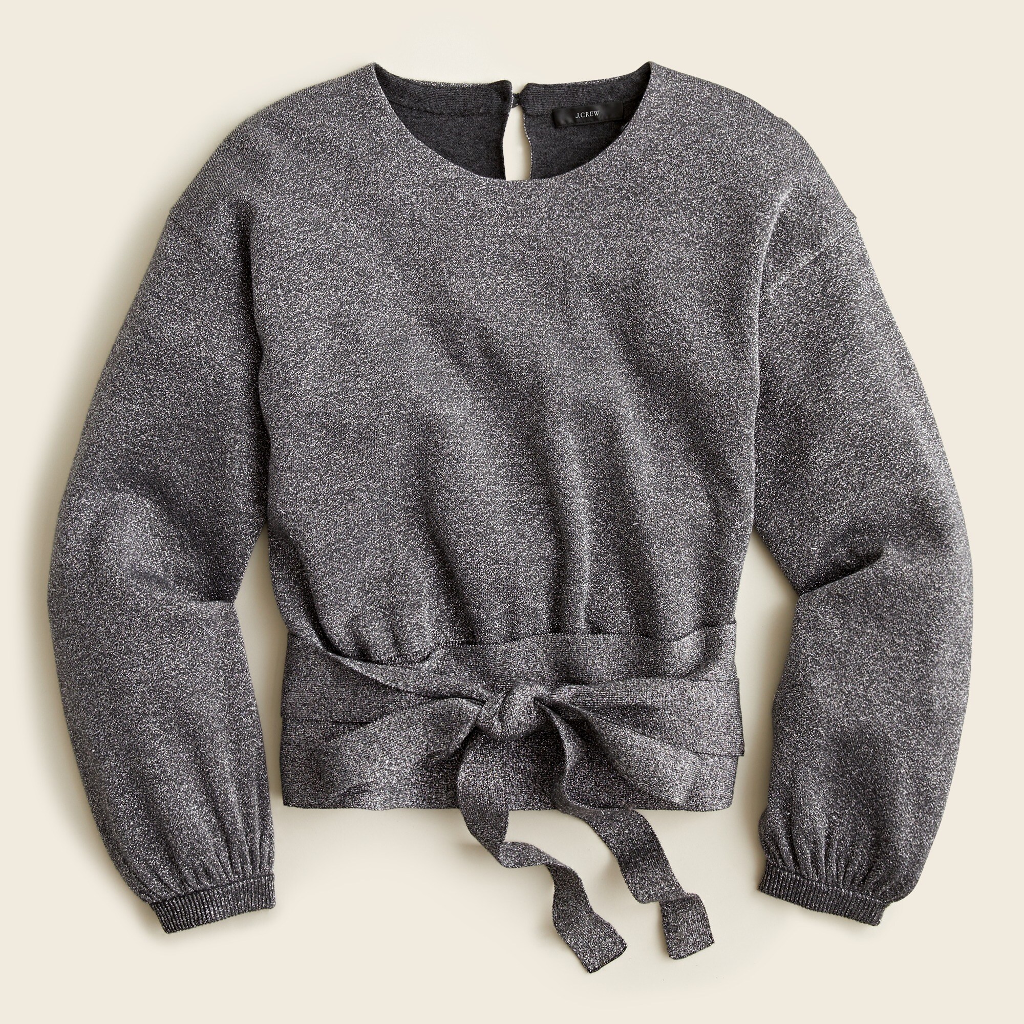 Tie-waist Metallic Crewneck Sweater For Women | J.Crew