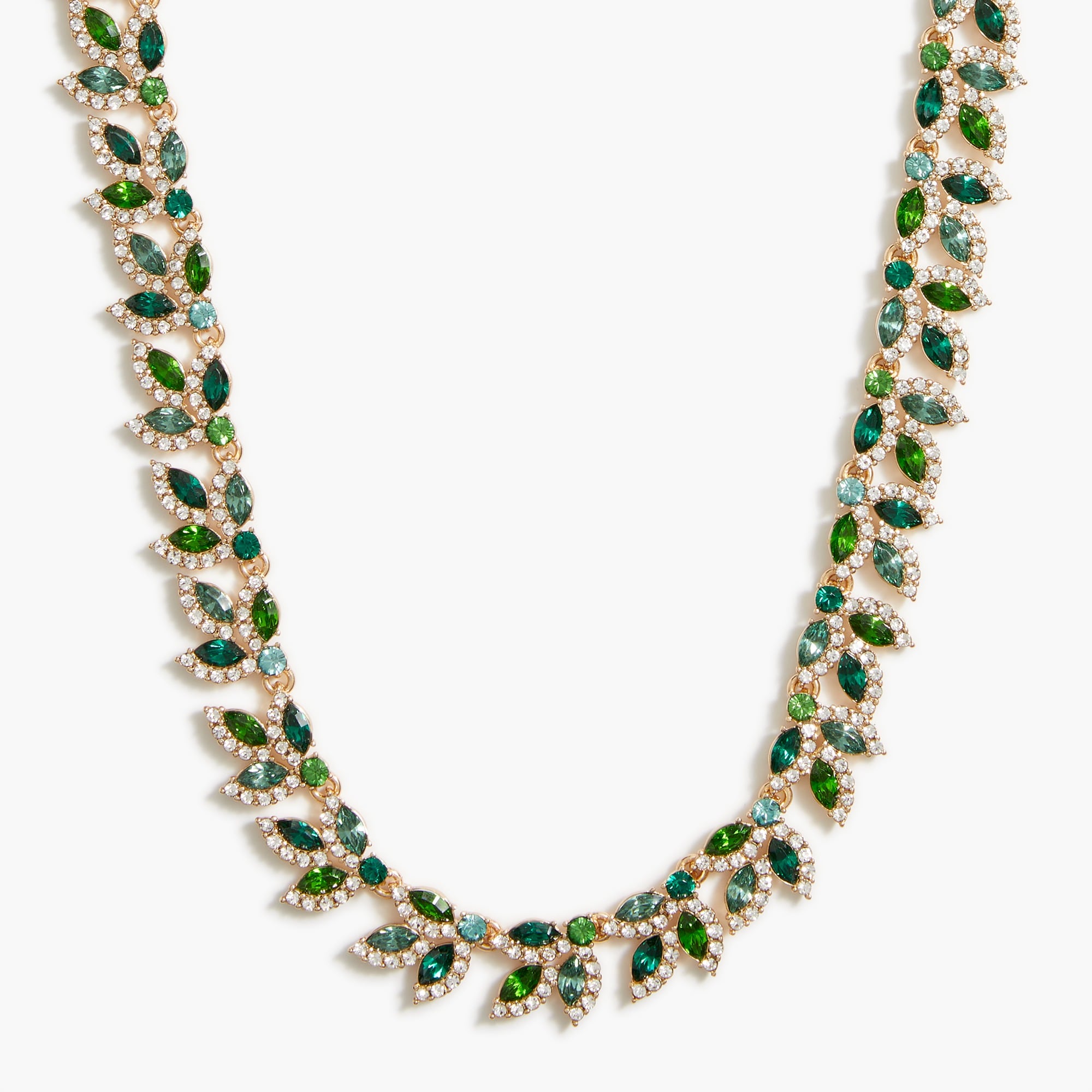 Crystal leaves statement necklace