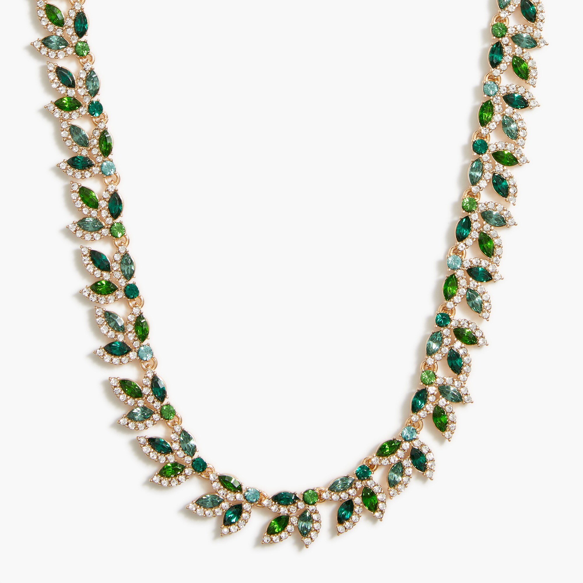 Crystal leaves statement necklace