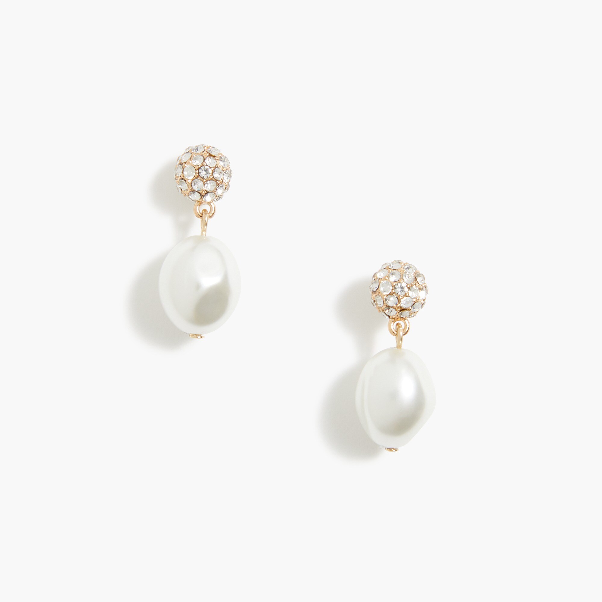 Pavé crystal and pearl drop earrings