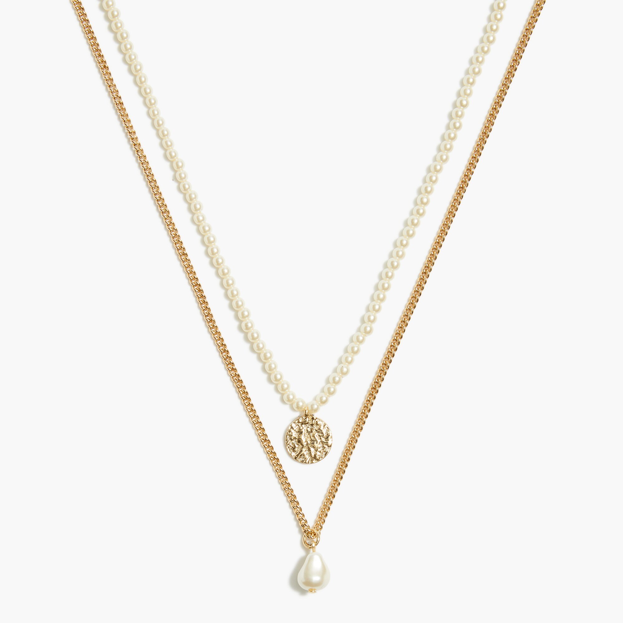 Factory: Two-layer Pearl And Gold Necklace For Women