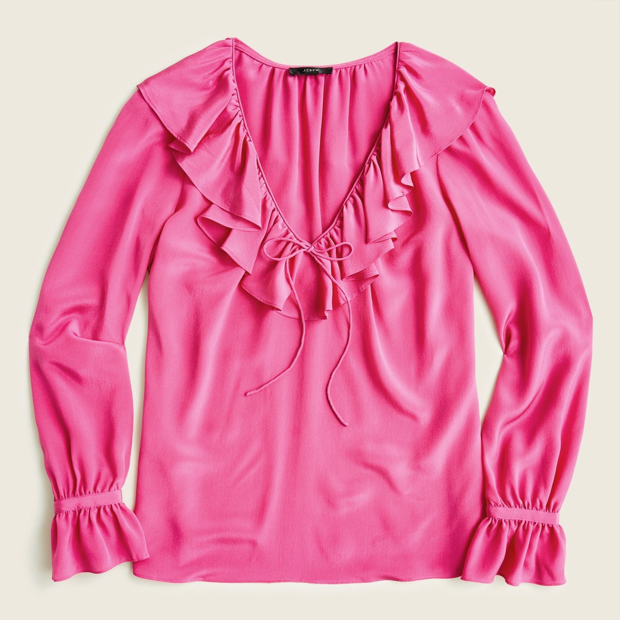 Silk ruffleneck top