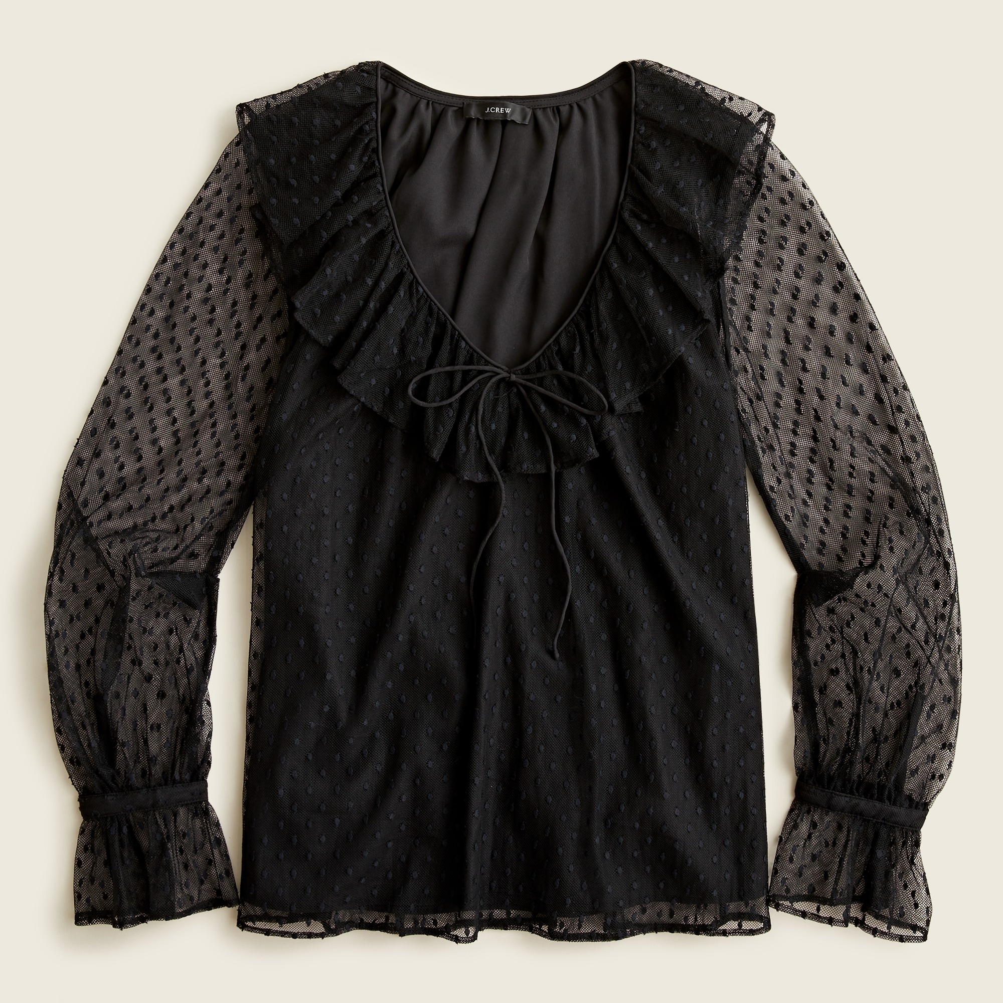 J.Crew: Ruffleneck Top In Clip Dot For Women