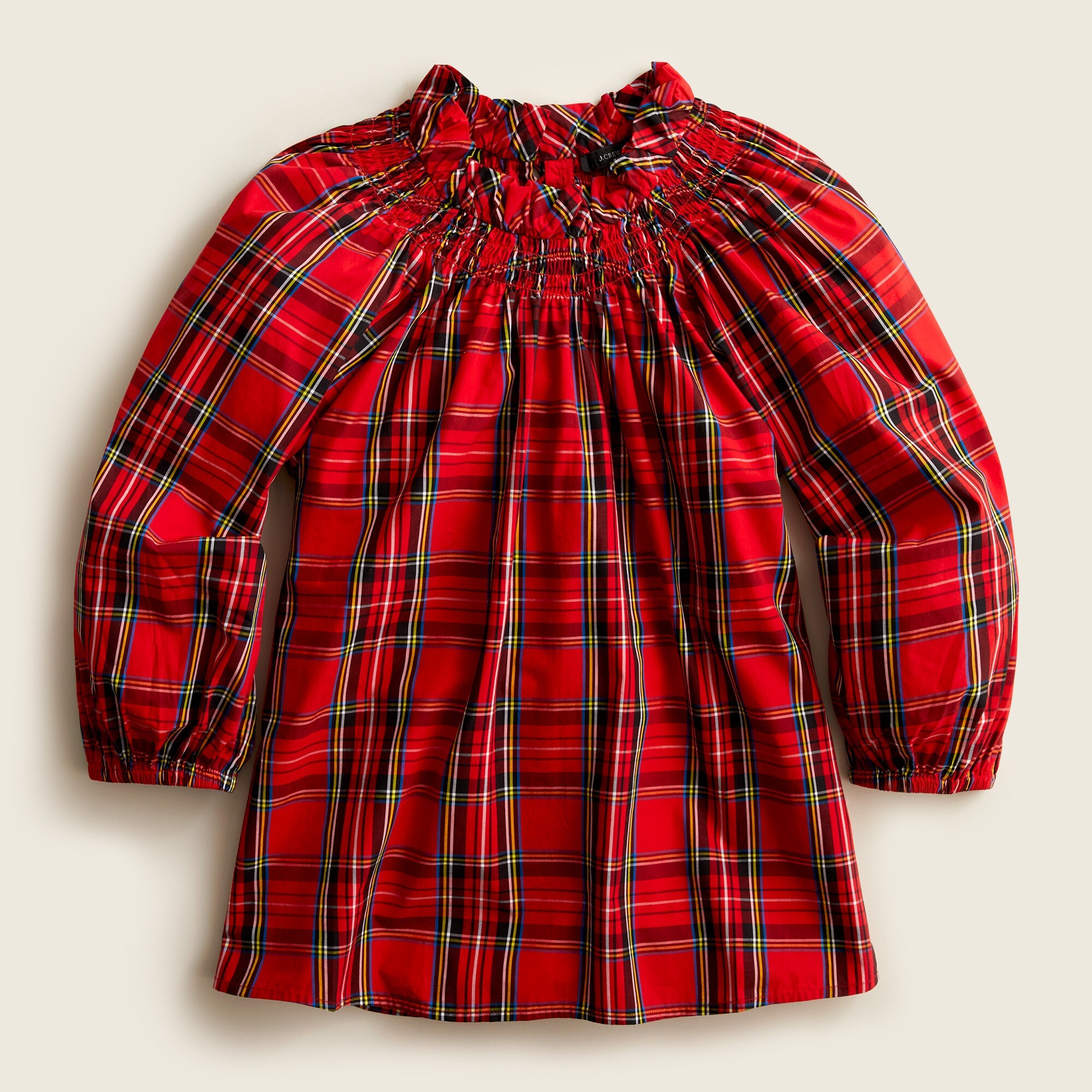 J.Crew: Smocked-neck Top In Good Tidings Plaid For Women