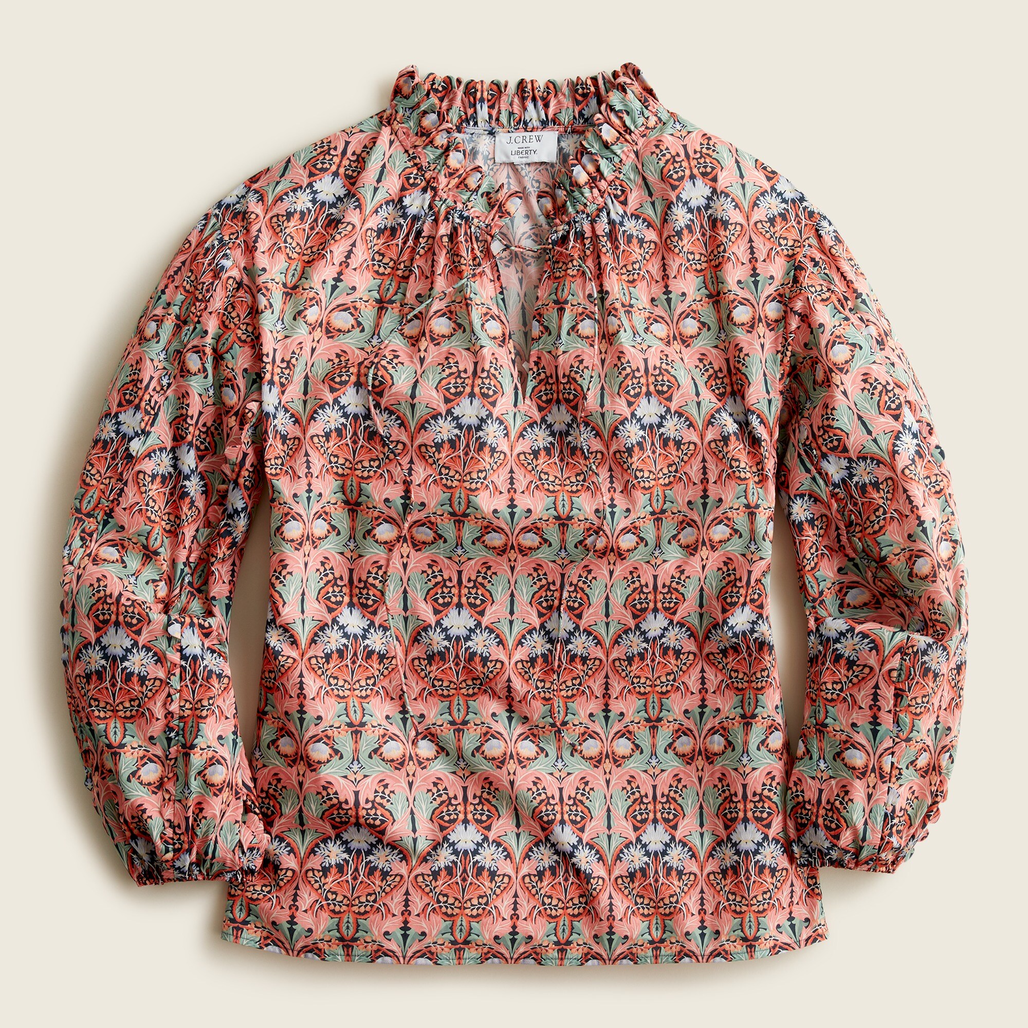 J.Crew: Scalloped Tie-neck Top In Liberty® May Nouveau Print