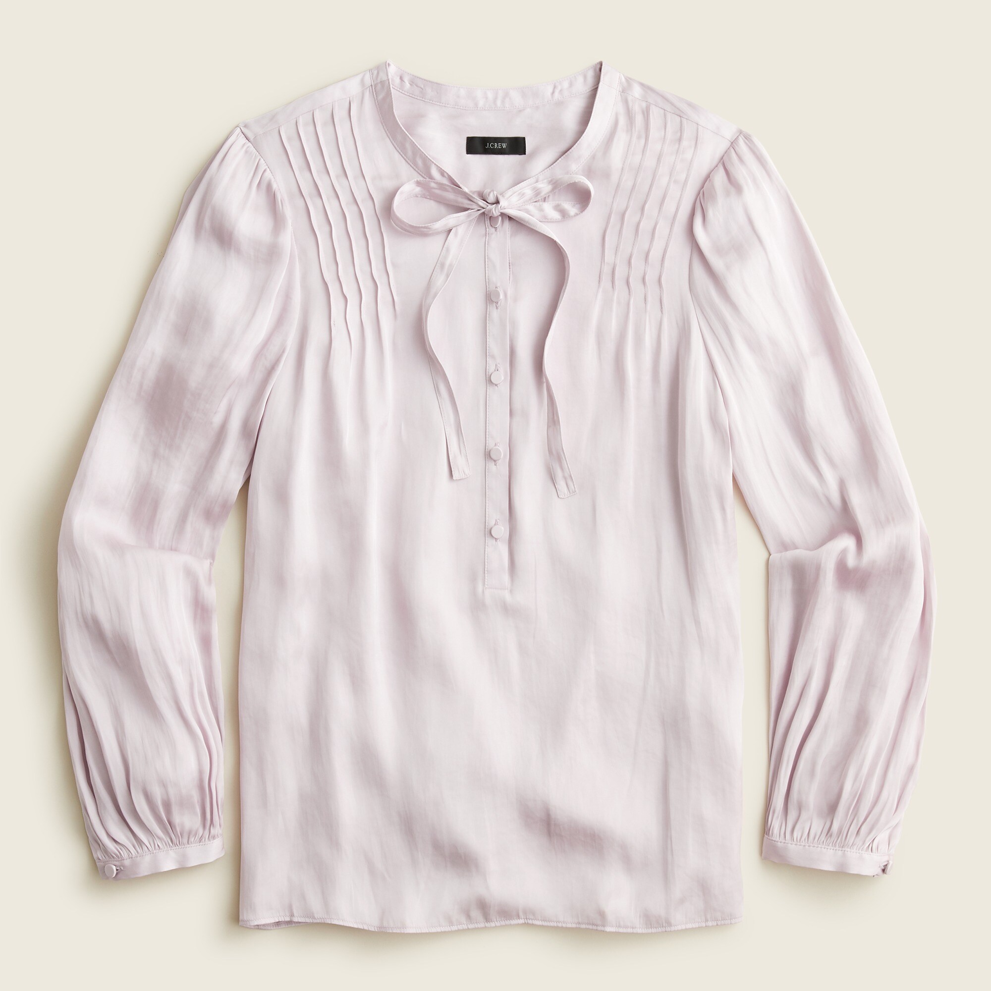 Featherweight satin tie-neck top