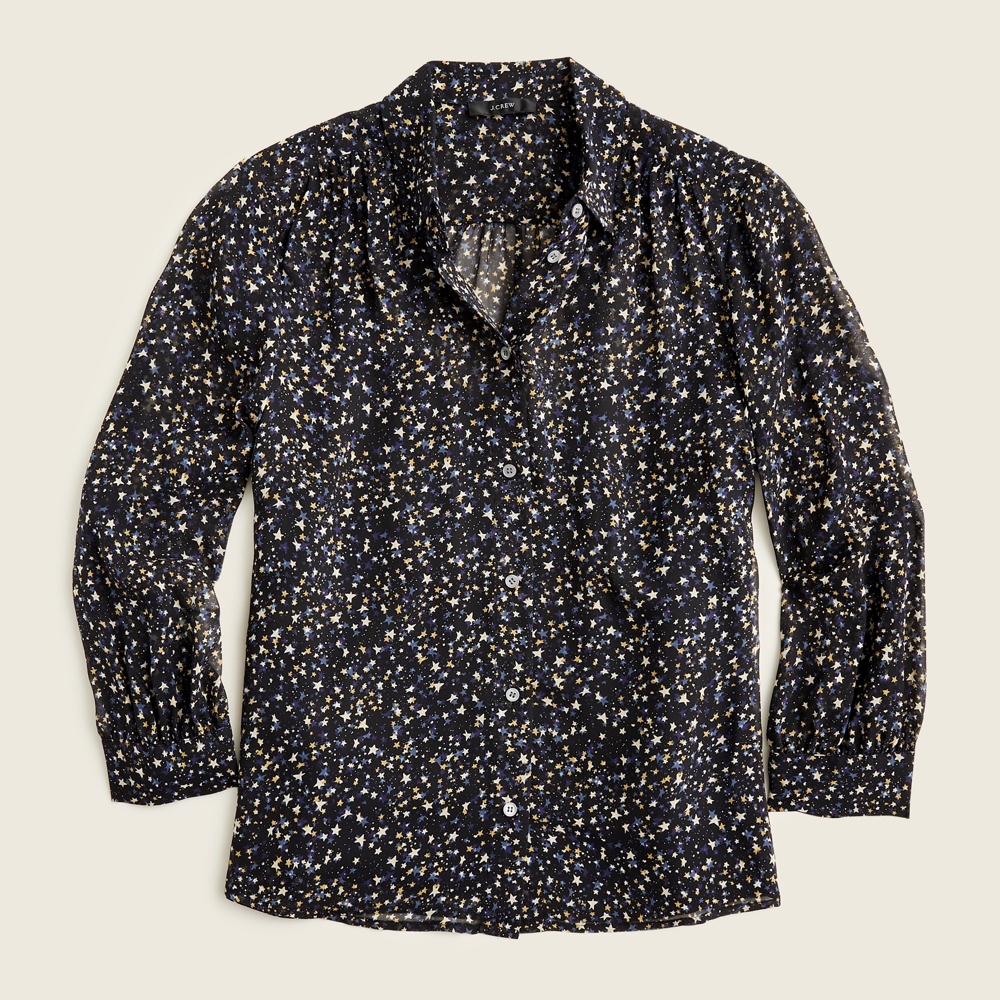 J.Crew: Sheer Silk Chiffon Button-up Top In Starry Sky Print